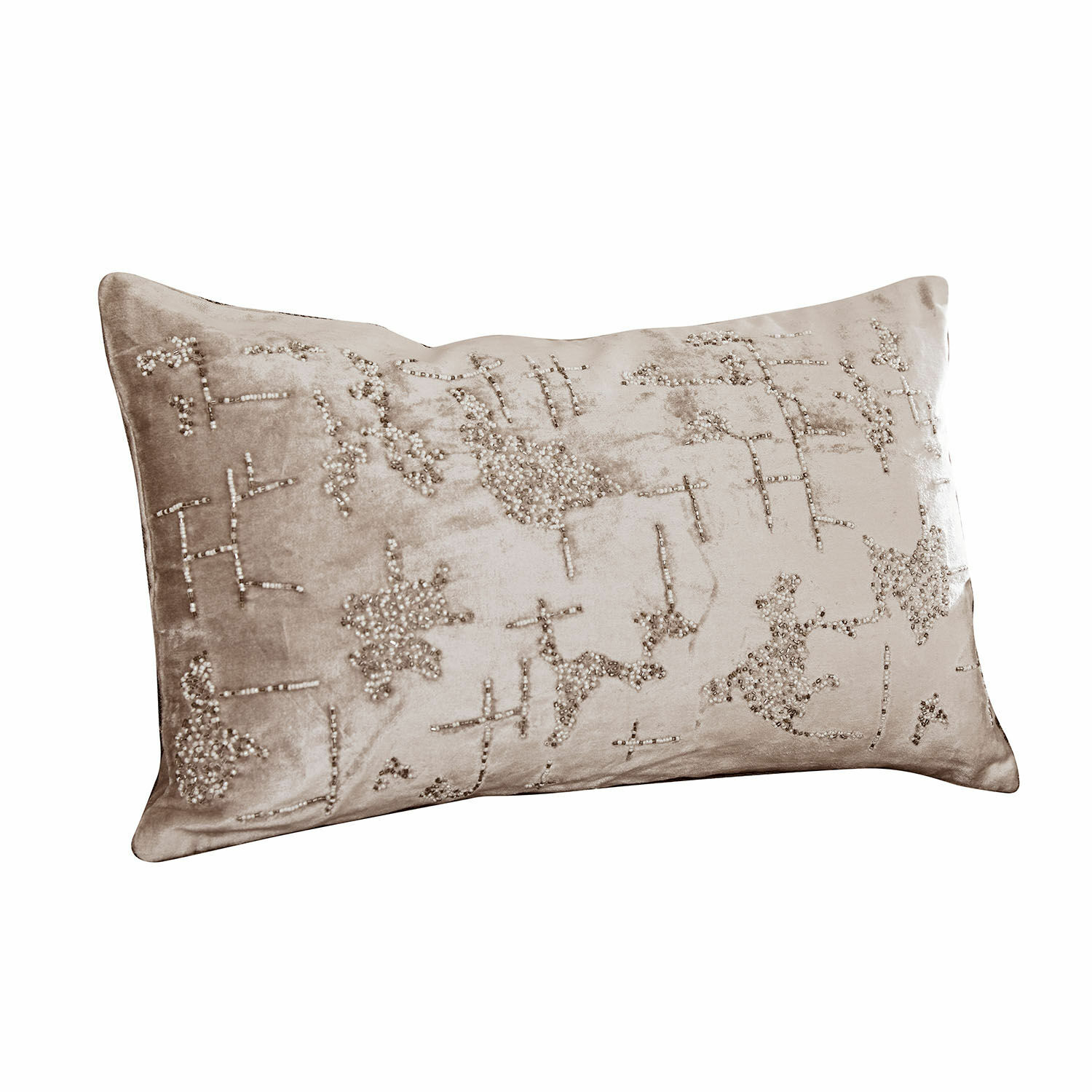 Kissenhülle Malencio Beige Samtkissen mit Perlenmuster, elegantes Dekokissen für Wohnzimmer