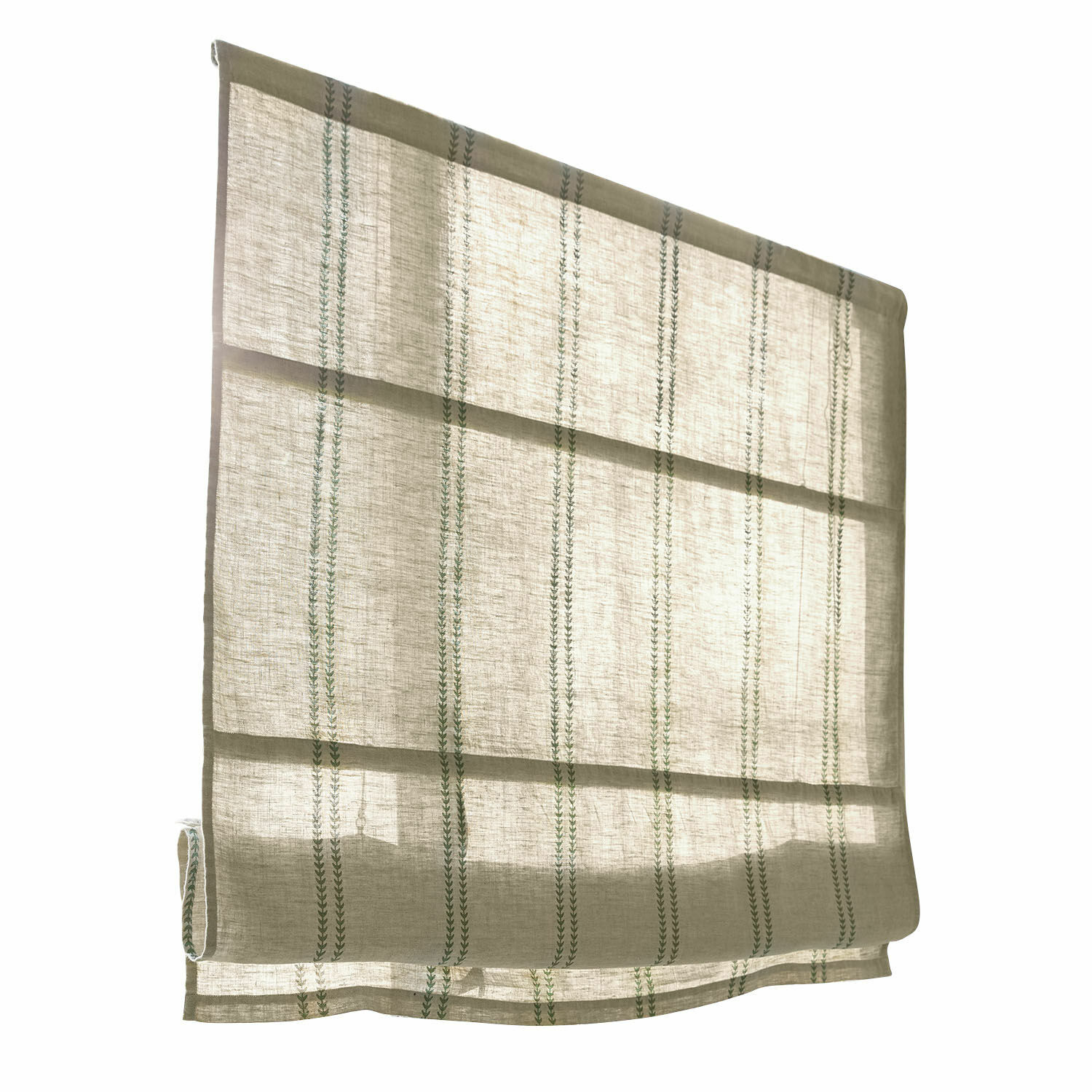 leinen/grün Grünes Faltrollo aus Leinen mit feinem Muster, ideal für Fensterdekoration und Sonnenschutz