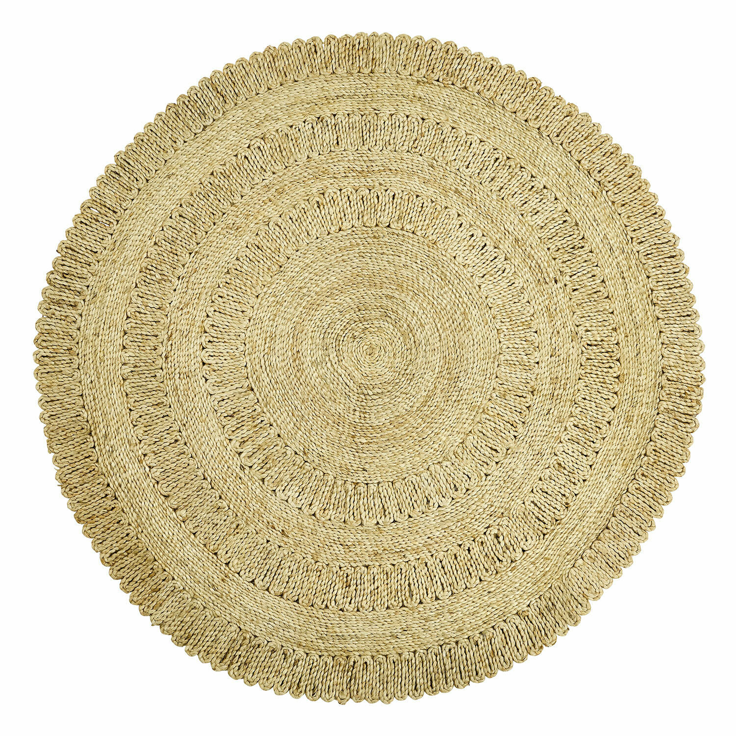 Teppich Arendel Runder Teppich aus natürlichem Seil in Beige, dekorativer Bodenbelag für Wohnzimmer