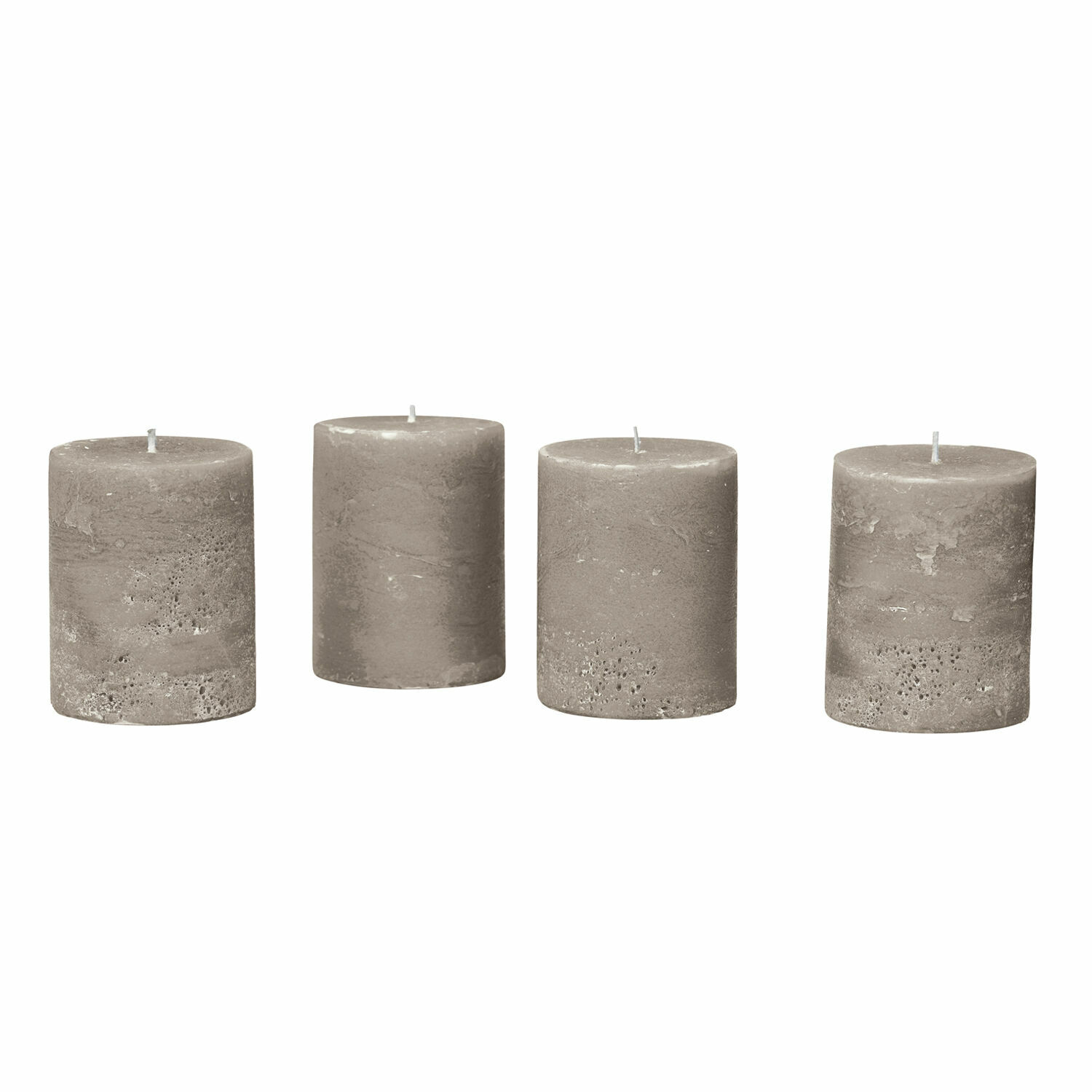 taupe 4er Set Virrans Kerzen in Taupe aus natürlichem Wachs, Dekoration und entspannende Atmosphäre