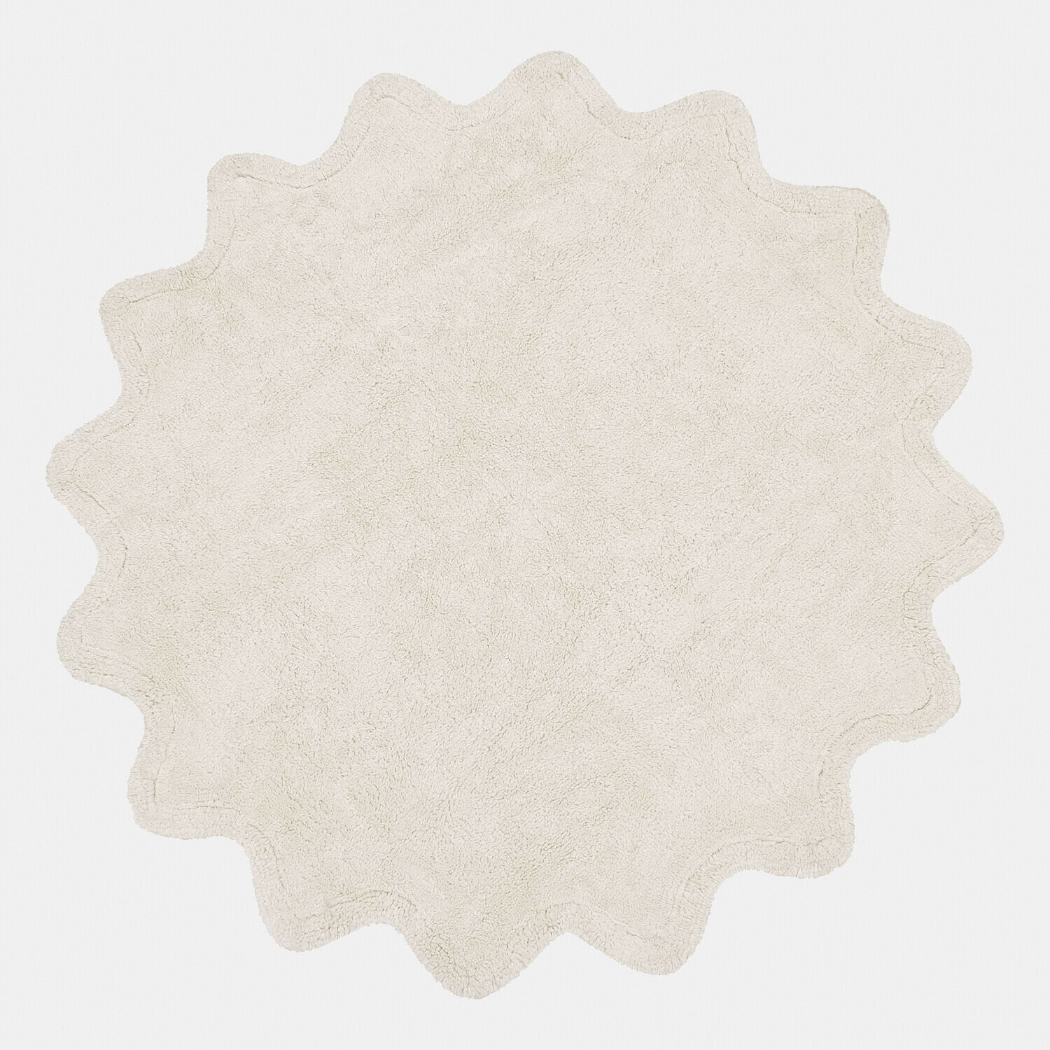 Teppich Wonderfluff Runder cremefarbener Badteppich aus weichem Material mit wellenförmigem Rand