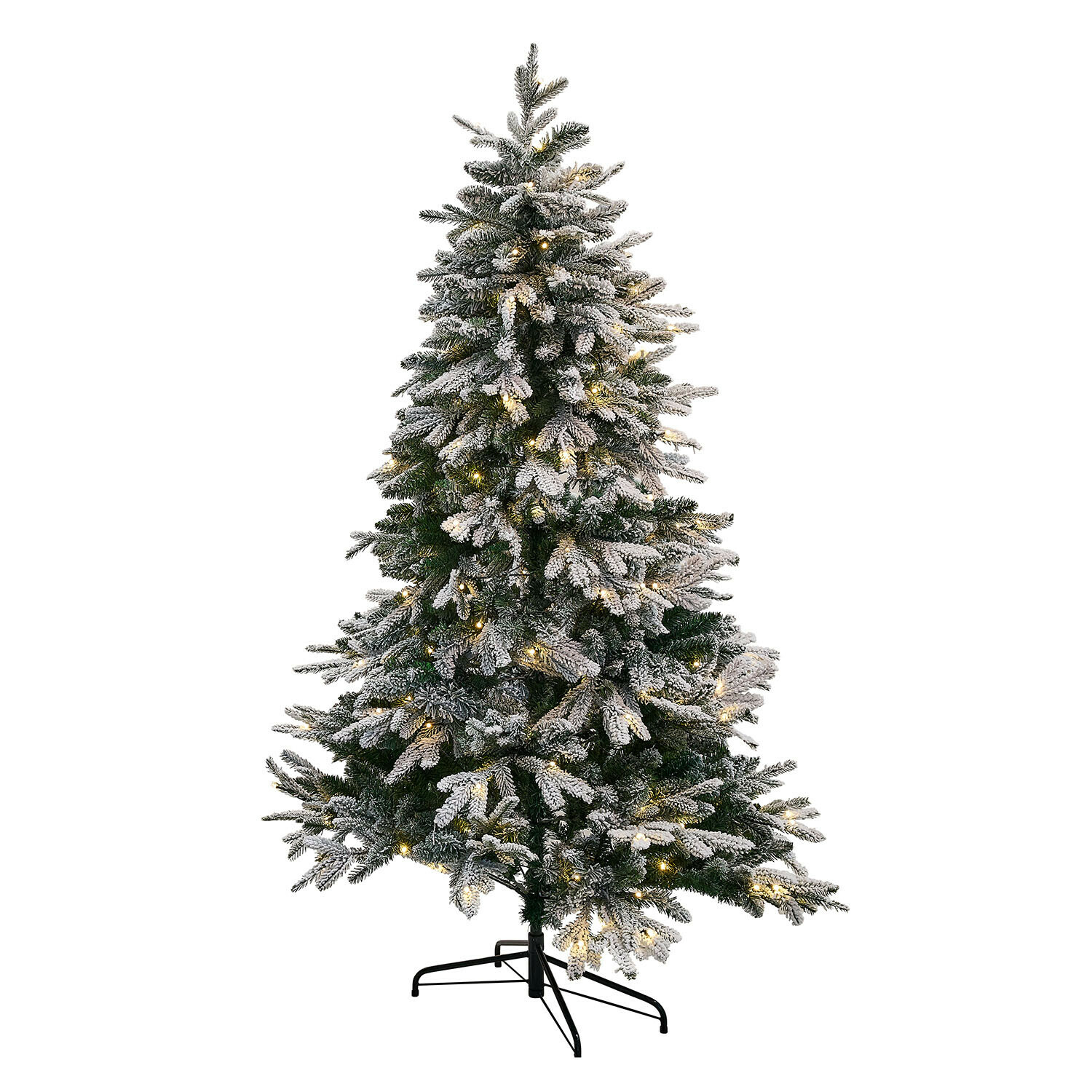 Weihnachtsbaum Norila Künstlicher Weihnachtsbaum mit schneebedeckten Zweigen und warmen LED-Lichtern auf Metallständer
