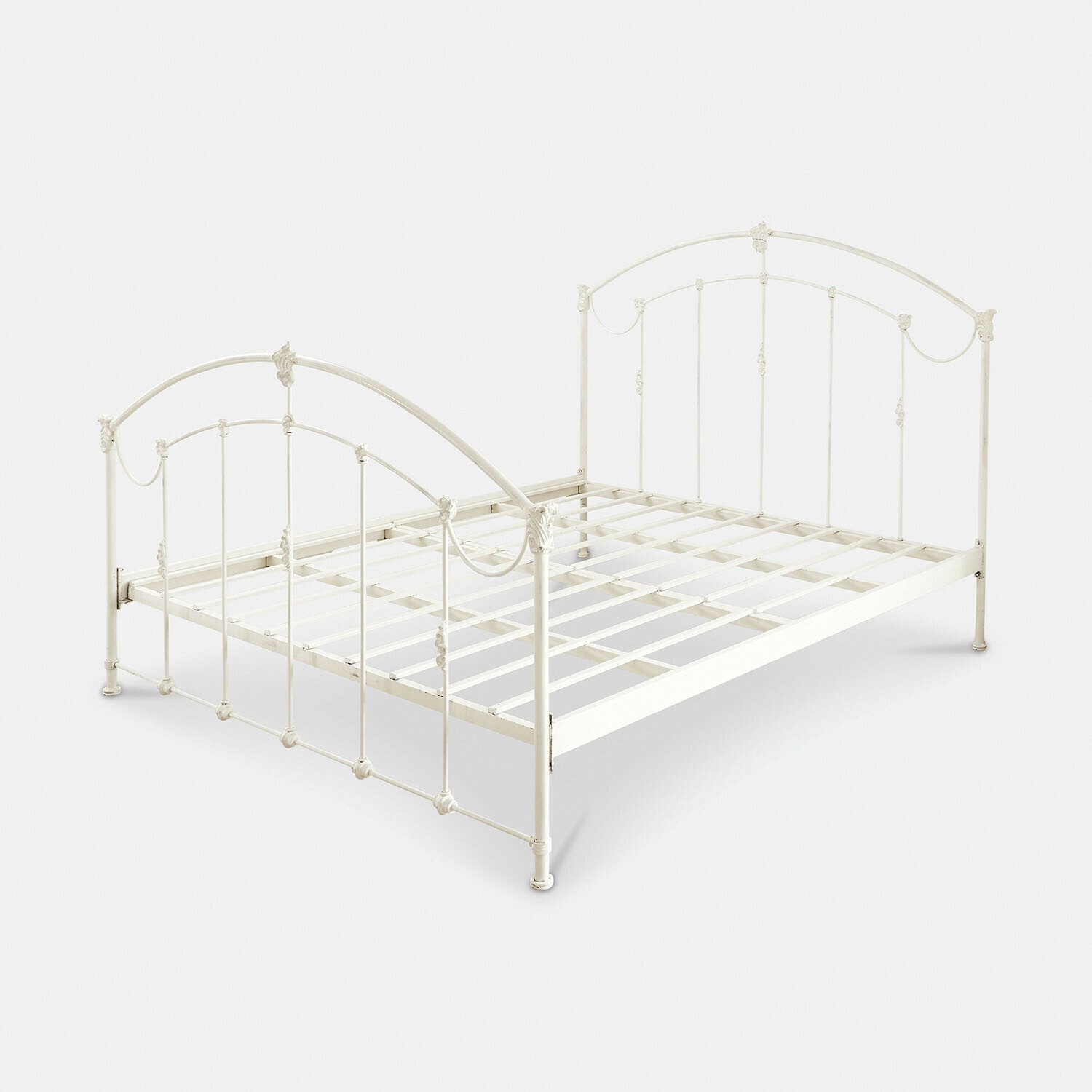 Bett Canefield Weißes Metallbett mit dekorativem Kopf- und Fußteil im Vintage-Stil für Schlafzimmer