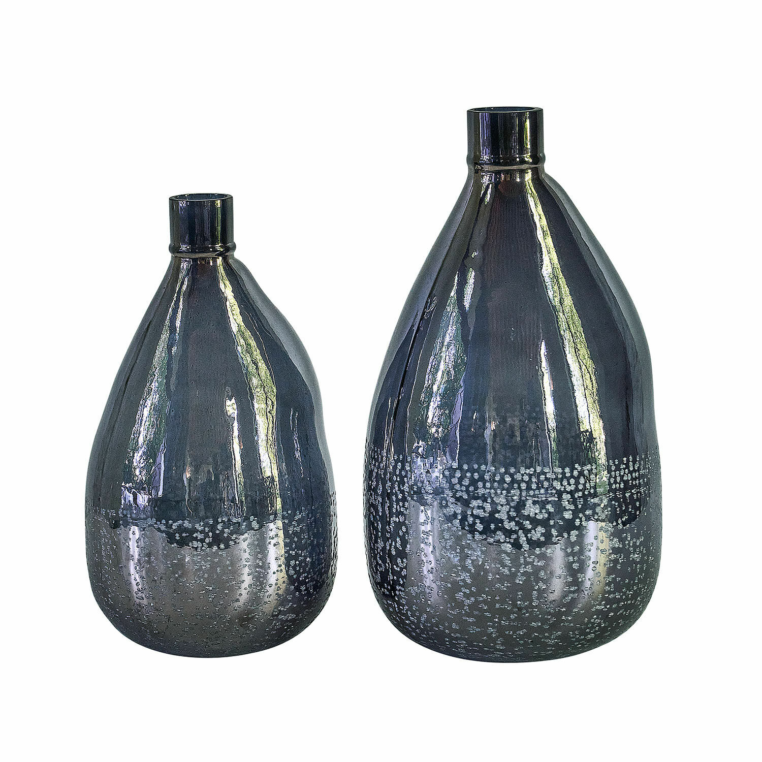 Vase 2er Set Qilevon Set aus zwei schwarzen, glänzenden Keramikvasen mit dekorativem Punktmuster