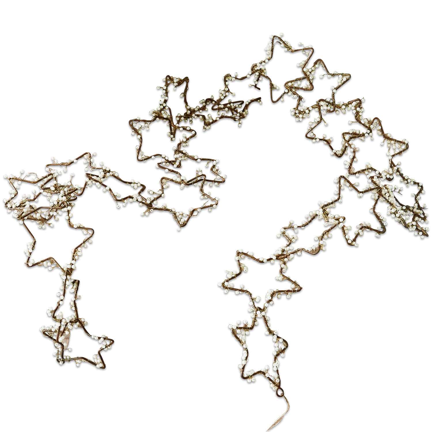 Girlande Ariane Dekorative Girlande aus Metallsternen mit weißen Perlen, kupferfarbene Weihnachtsdekoration