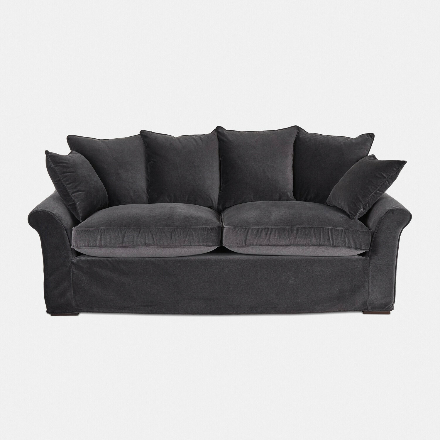 schwarz Schwarzes Long Beach Sofa aus weichem Stoff, bequem und stilvoll für Wohnzimmer