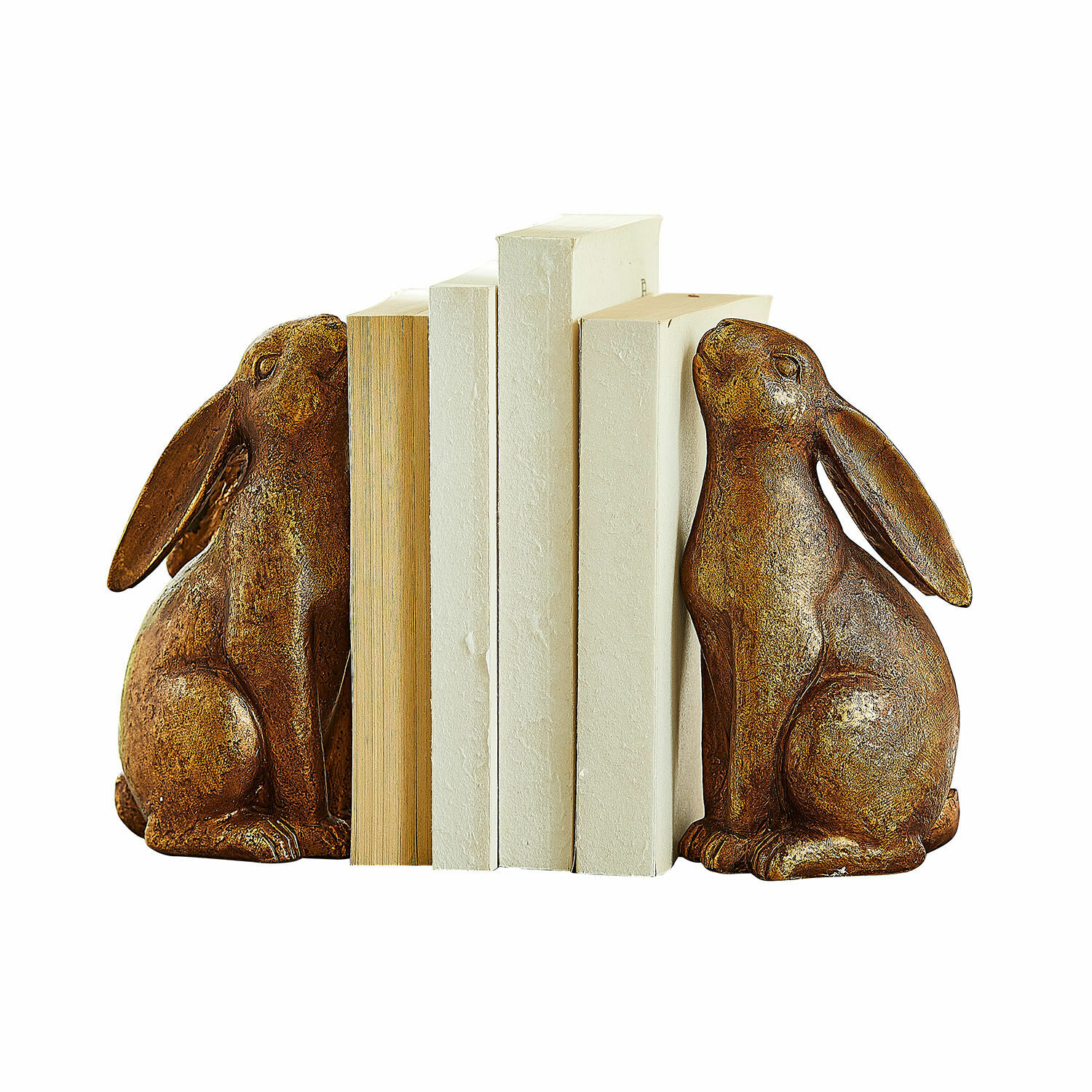 Buchstütze 2er Set Turexil Set Buchstützen mit braunen Metall-Hasen, dekorativ und praktisch für Zuhause und Büro