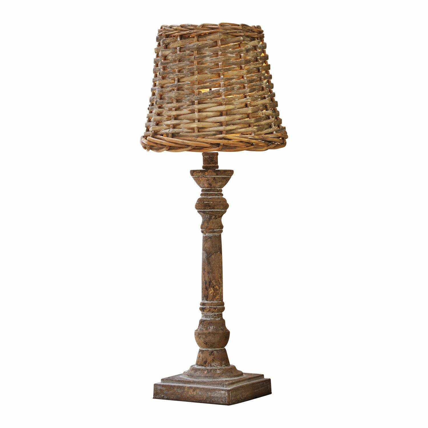 braun/antikbraun Braune Tischlampe Noelie mit geflochtenem Lampenschirm aus Weide und Holzsockel für Wohnräume