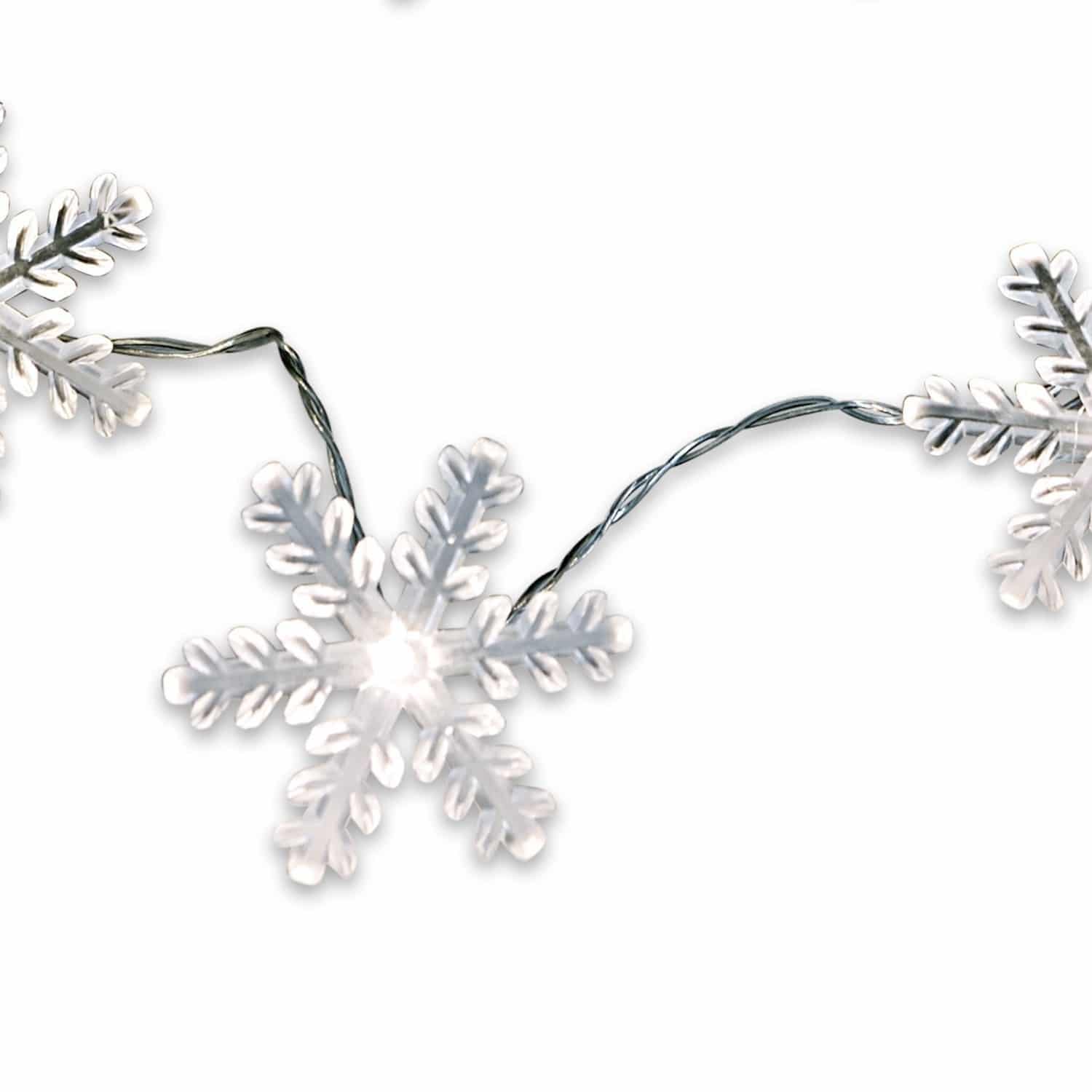 Lichterkette Flocke Lichterkette mit weißen Kunststoff-Schneeflocken für winterliche Weihnachtsdekoration