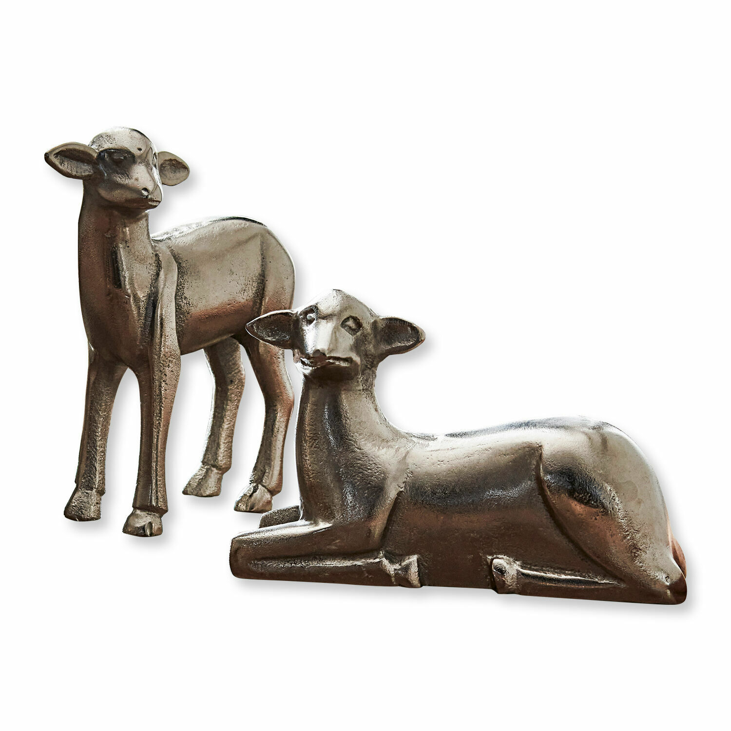 Deko-Lamm 2er Set Charmille Dekorative Metallfiguren von zwei Rehen in antik bronzefarben für Wohn- und Gartenbereich