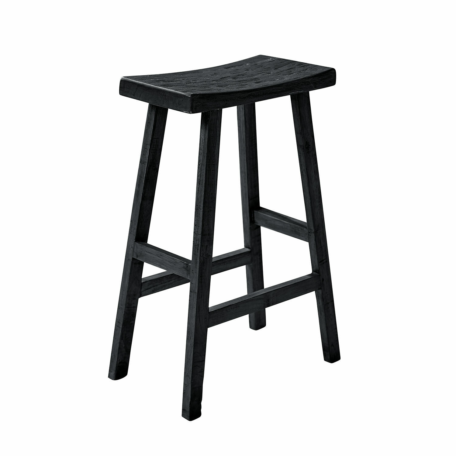 schwarz Schwarzer Holz-Hocker mit schlichtem Design, ideal für Küche und Wohnraum
