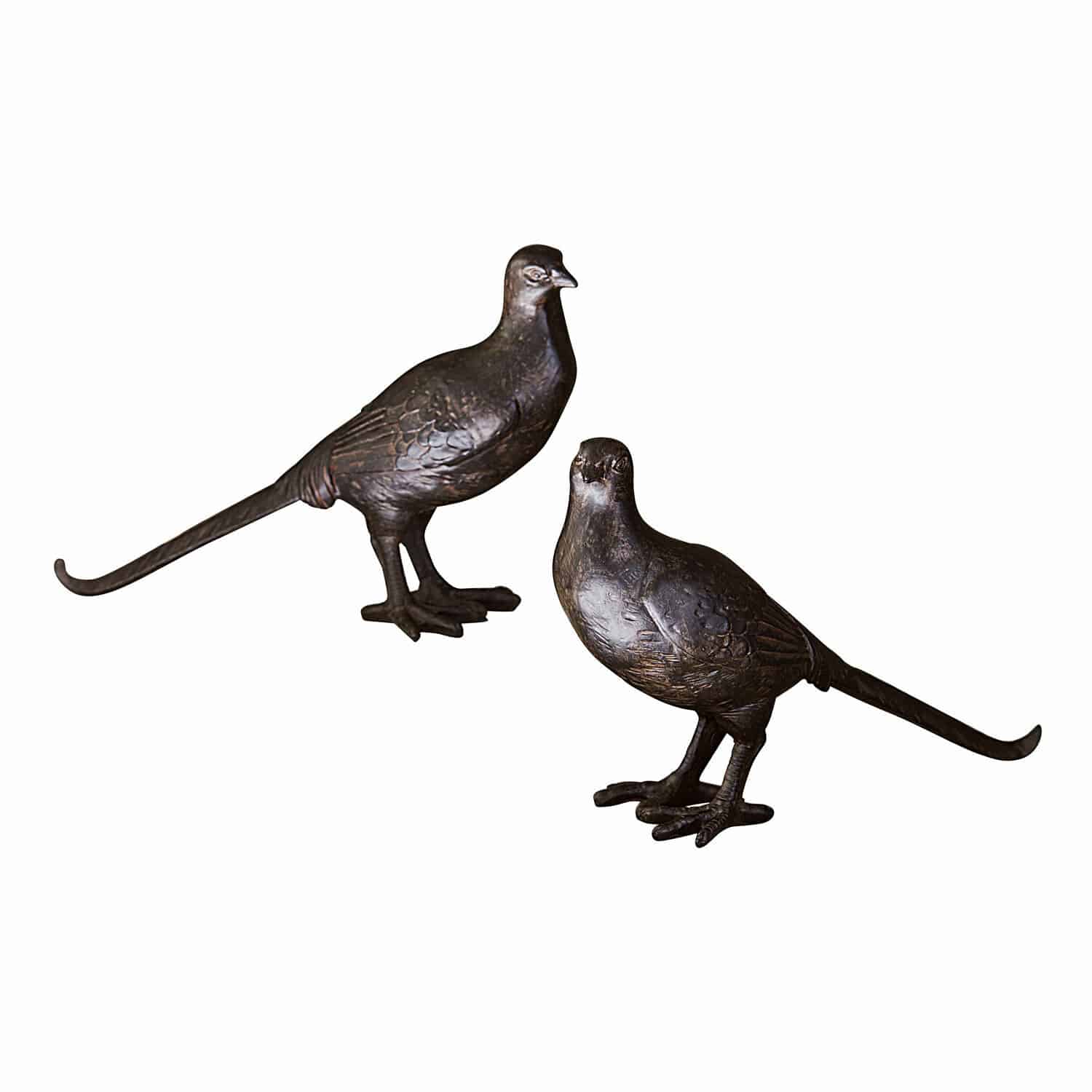 Deko-Vogel 2er Set Roddy Paar dekorative Vögel aus dunklem Metallbronze, Deko für Innen- und Außenbereich