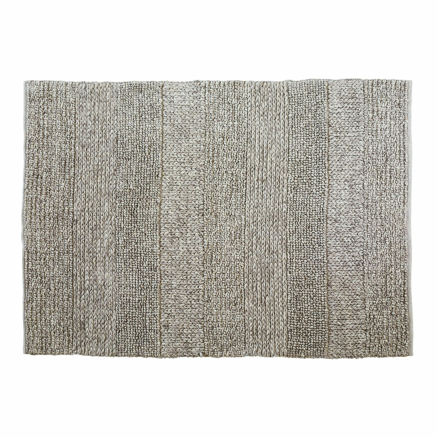 Baumwollteppich in Grautönen mit gestreifter Struktur, ideal für moderne Wohnräume