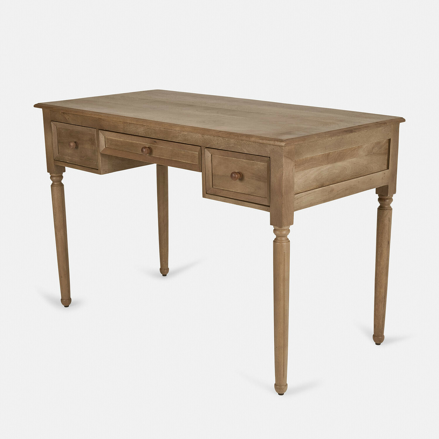 Kinderschreibtisch Norleigh Klassischer Schreibtisch aus Holz mit drei Schubladen in natürlicher Holzfarbe