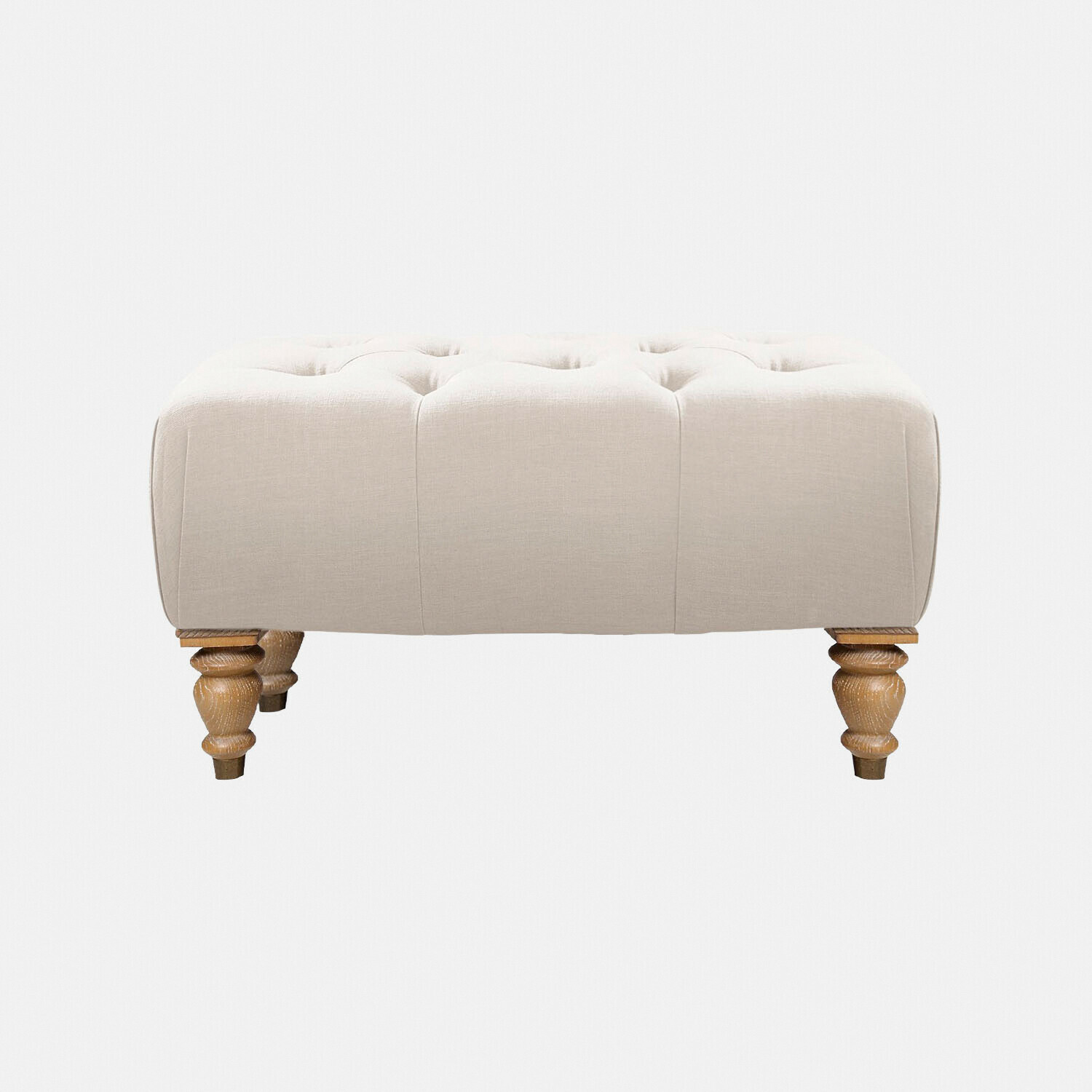 leinen Hocker Durance mit hellbezug aus Leinen und gedrechselten Holzbeinen, eleganter Sitzhocker