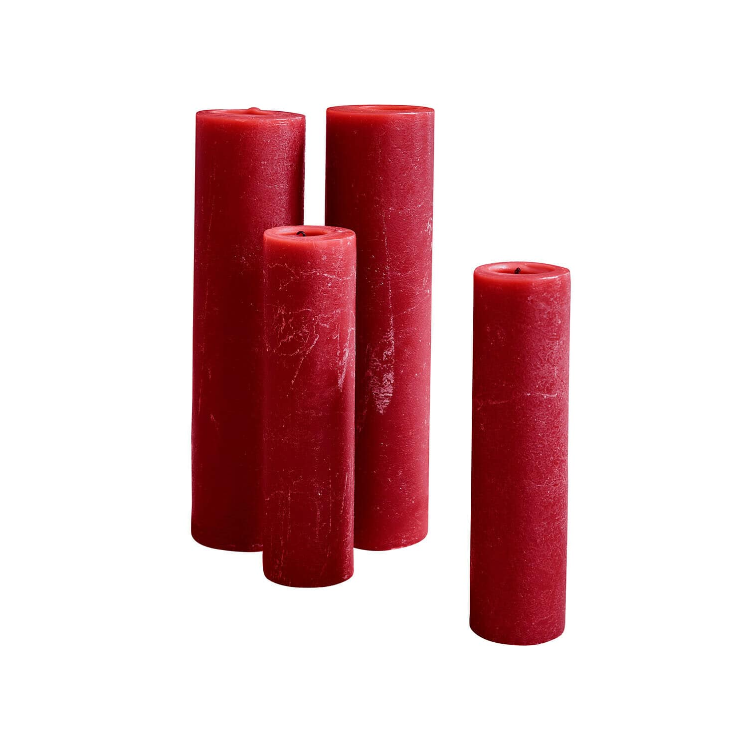 rot 4er Set rote Avinal Kerzen aus Wachs, dekorative Wohnaccessoires, Deko-Kerzen