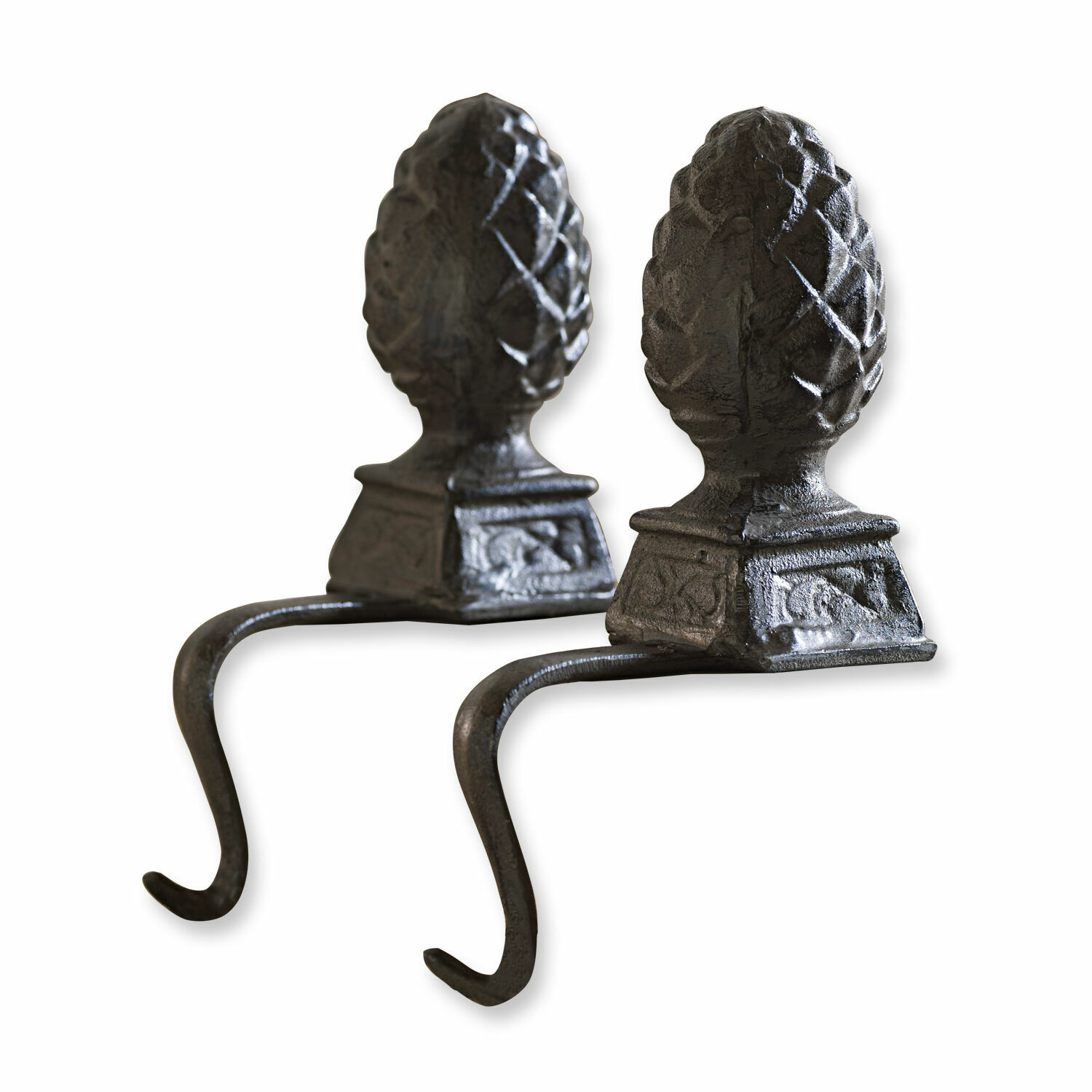 antikbraun 2er Set dunkle braune Eisenzapfen Lucielle mit Haken, dekorative Innen- und Gartendeko