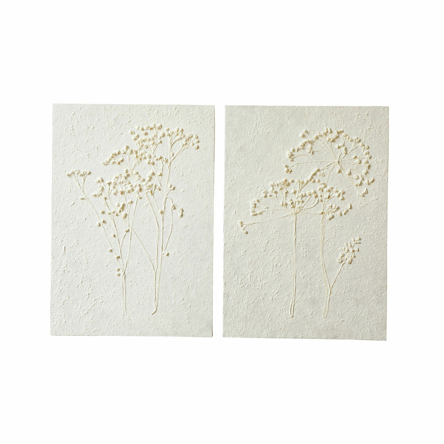 Bild 2er Set Tiloren Set aus zwei weißen Wanddekorationen mit pflanzlichem Relief aus Naturmaterial für Wohnzimmer