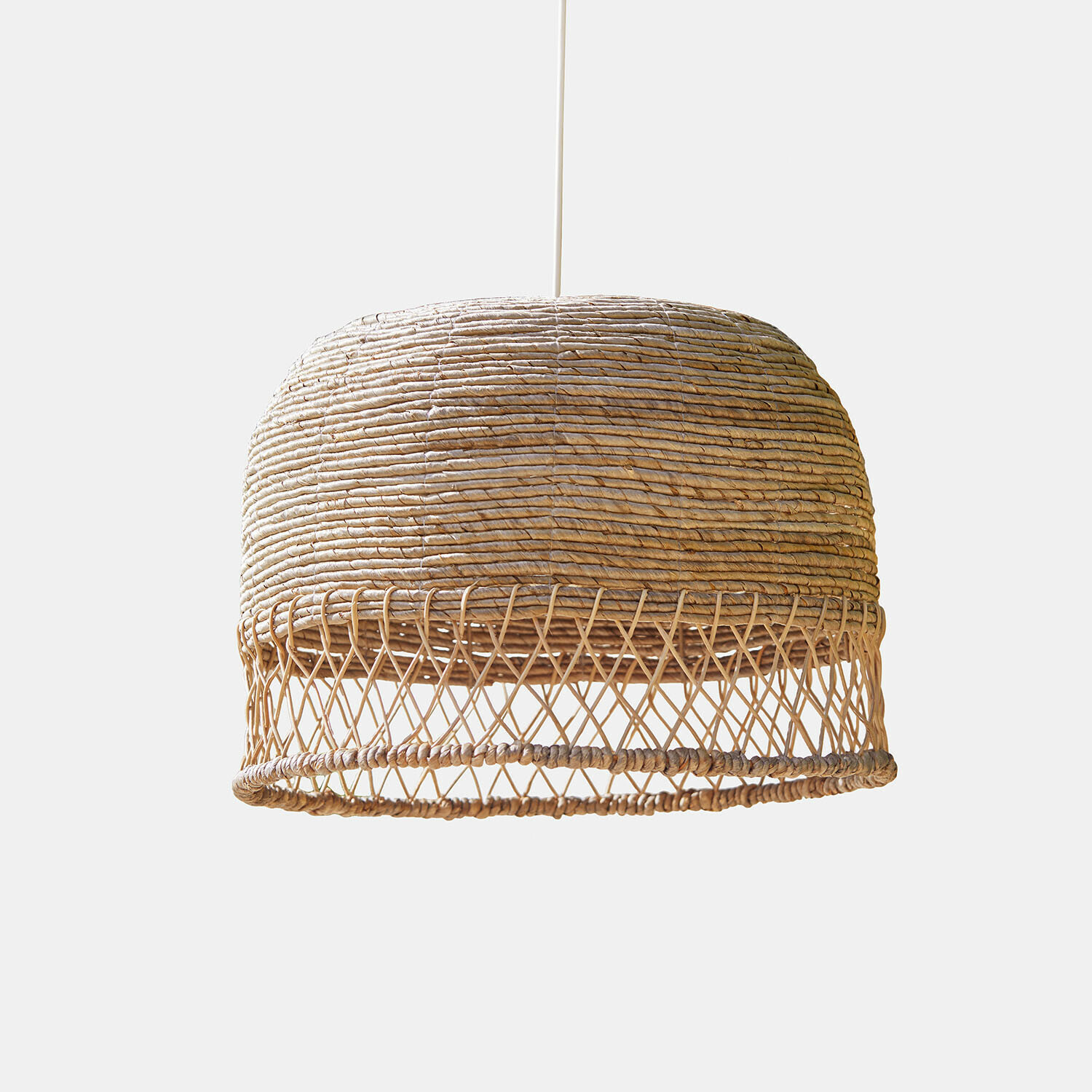 Lampenschirm Mirellos Hängelampe mit natürlichem, beige geflochtenem Rattan-Schirm im Boho-Stil