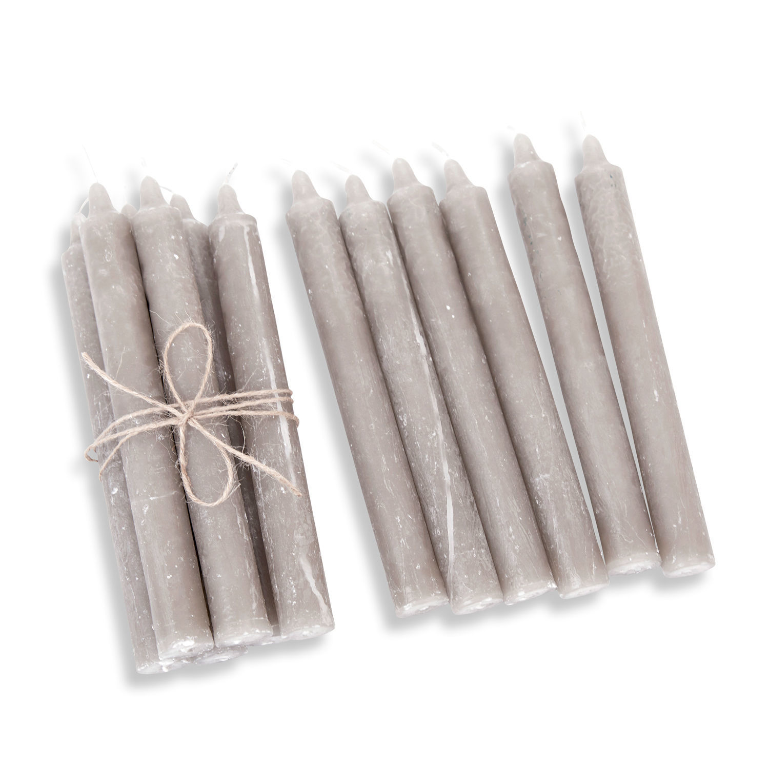 taupe 12er Set taupefarbener Stabkerzen aus Wachs, stilvolle Wohnraumdekoration und Lichtquelle