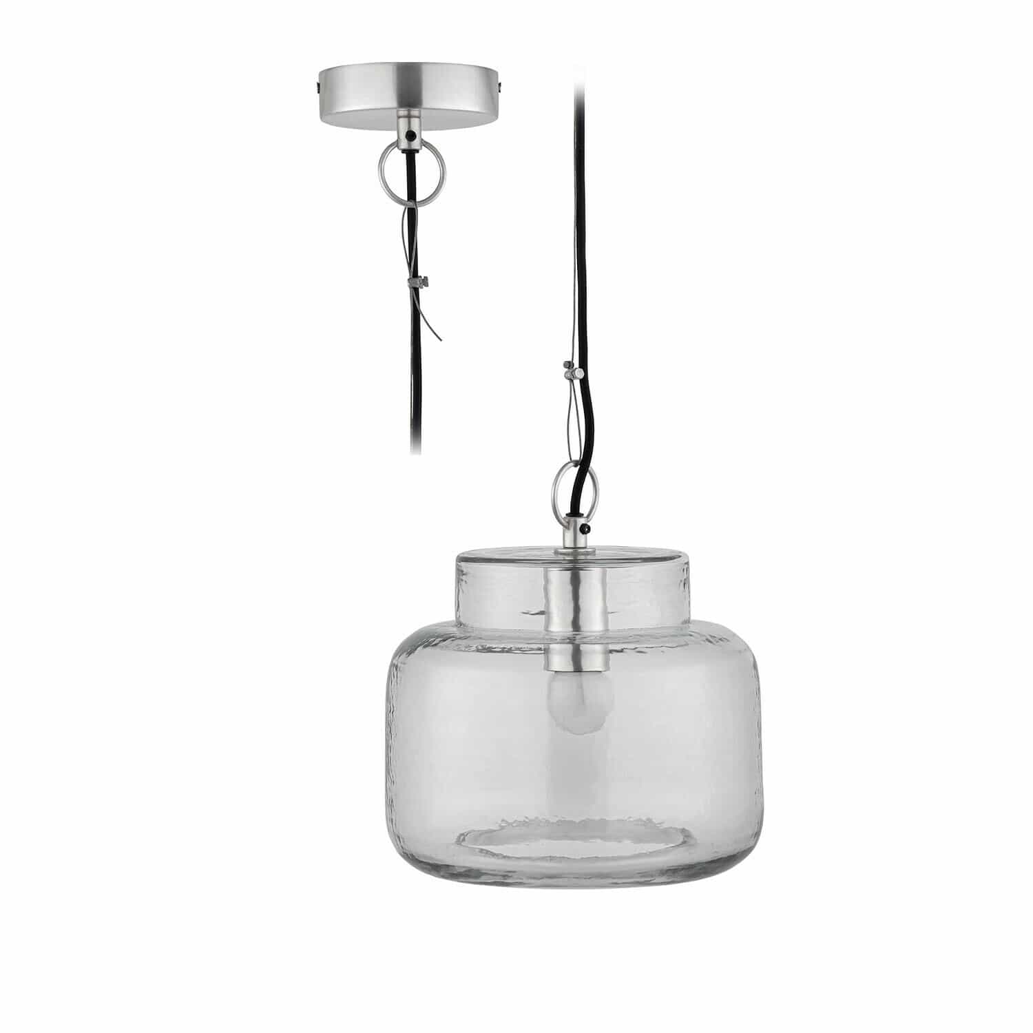Hängelampe Vernadoux Hängelampe aus klarem Glas mit Metallhalterung, modernes Deckenlicht für Wohnräume