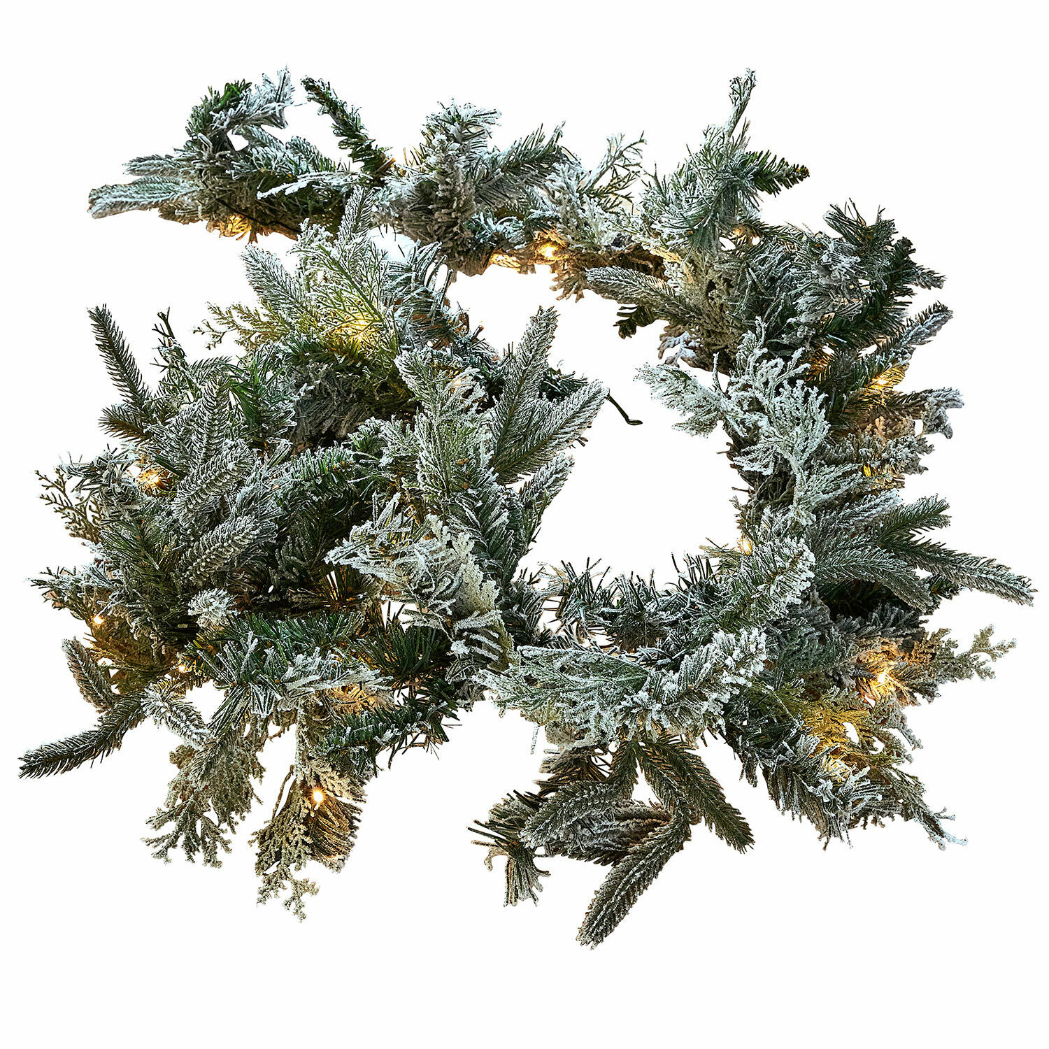 LED-Girlande Cadelise Verschneiter Weihnachtskranz aus grünen Zweigen mit sanfter LED-Beleuchtung, Winterdeko