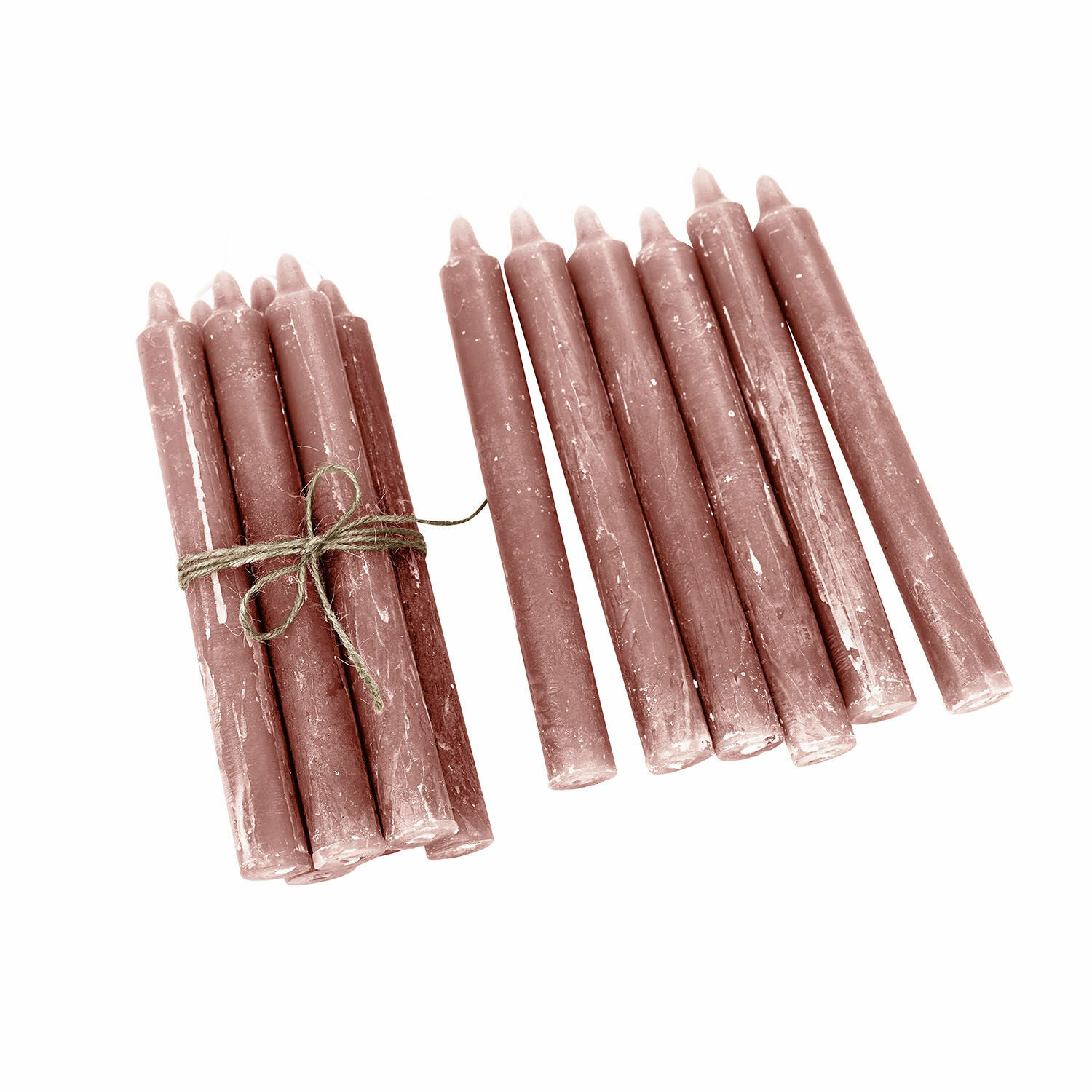 rosa 12er Set Bauceau Kerzen in Rosa aus Wachs, dekorativer und eleganter Wohnaccessoire