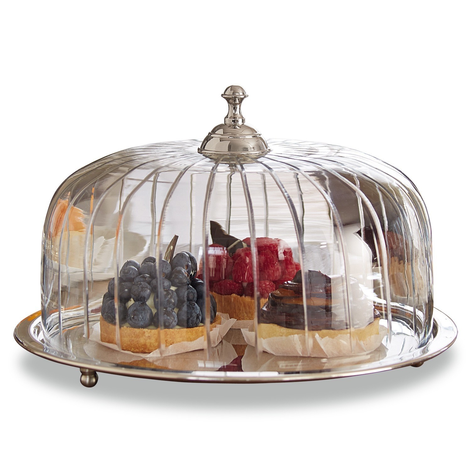 Kuchenglocke Allaire Transparente Glasglocke mit Metallboden und Griff, ideal zum Präsentieren von Kuchen