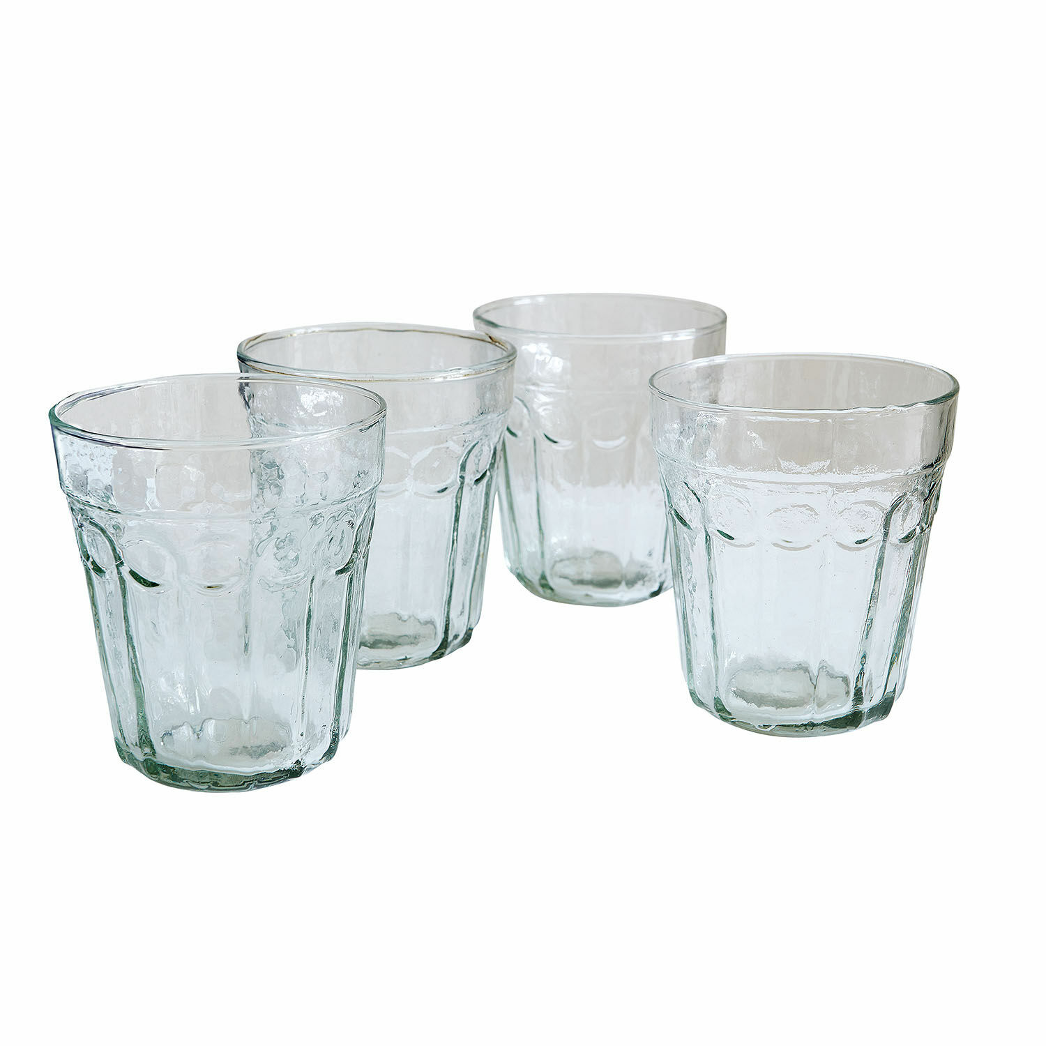 Glas 4er Set Alizande Set aus vier transparenten Trinkgläsern aus dickem Glas mit strukturierter Oberfläche