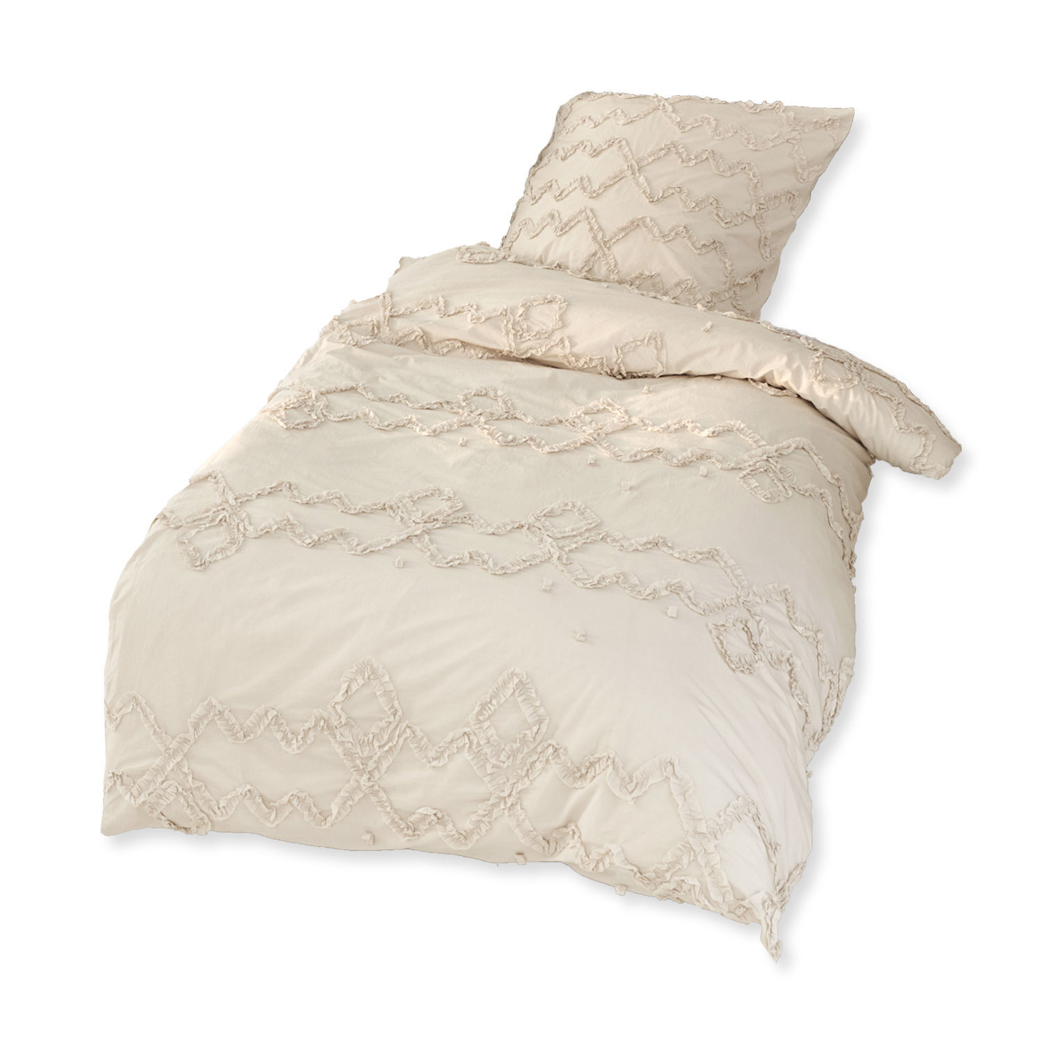 Beige Bettwäsche Laine aus weicher Baumwolle mit dekorativem Muster, komfortabel und stilvoll