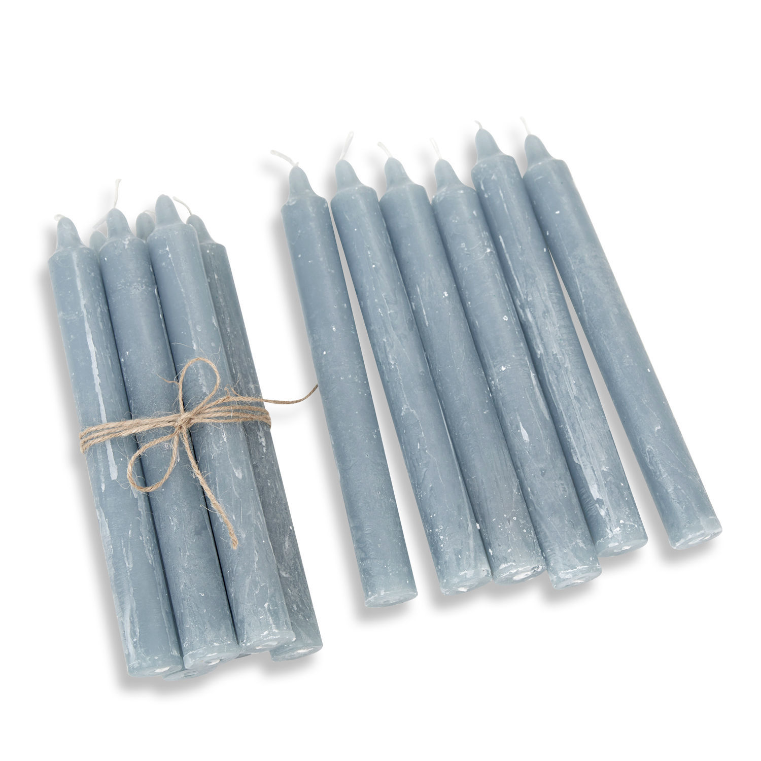 graublau 12er Set Bauceau graublaue Stabkerzen aus natürlichem Wachs für Wohnraumdeko