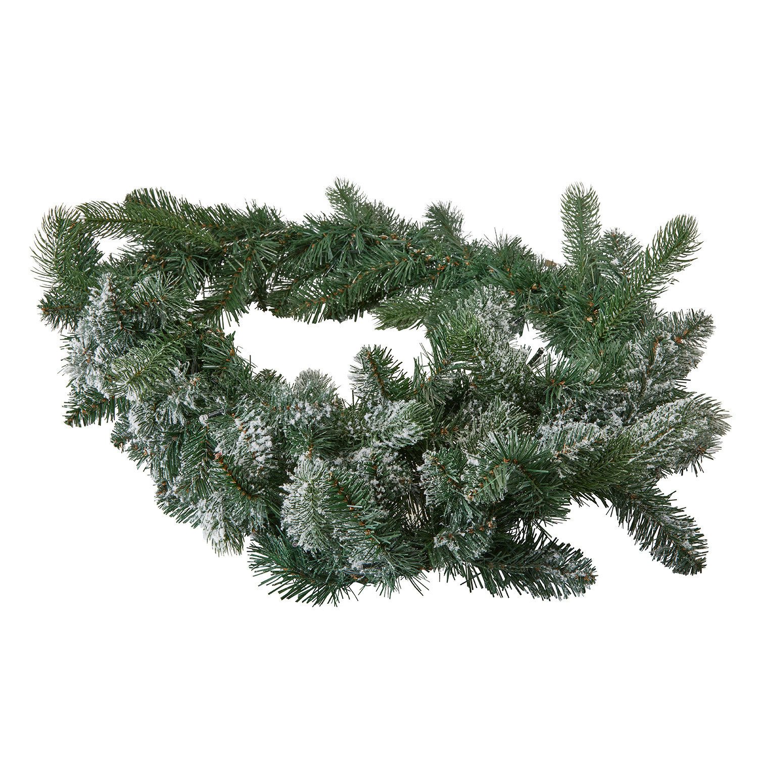 Grün-weiße LED-Girlande mit Schneeeffekt, weihnachtliche Dekoration aus Tannenzweigen