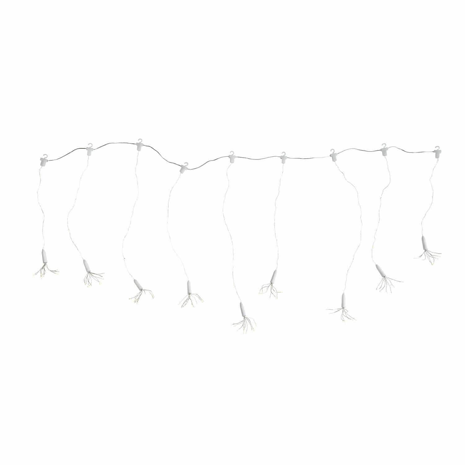 Lichtervorhang Bellarian Dekorative Lichterkette mit weißen Clips und feinen LED-Lämpchen für Innen- und Außenbereich