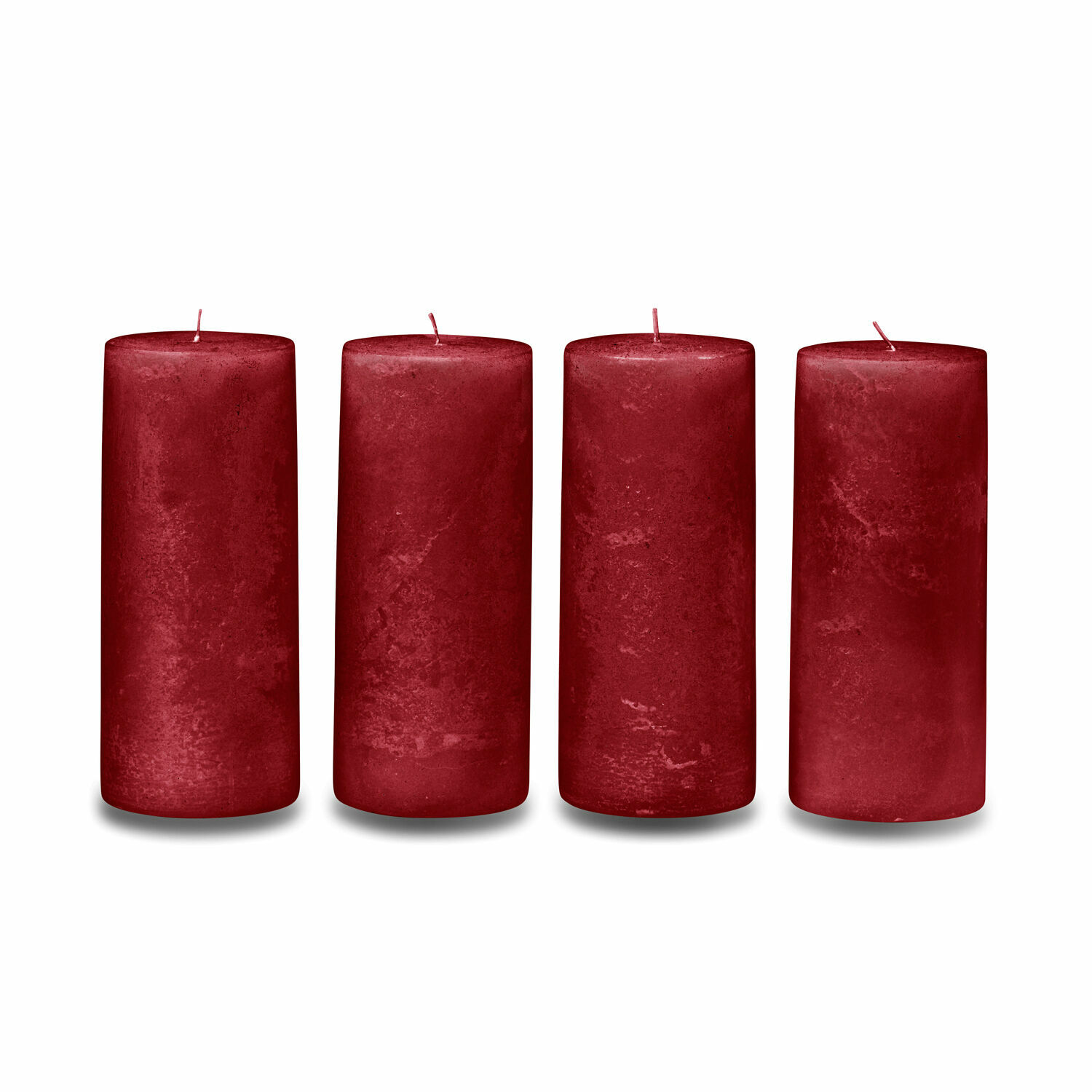 rot Set aus 4 roten Wachskerzen, klassische Deko, stilvolle Wohnraumkerzen