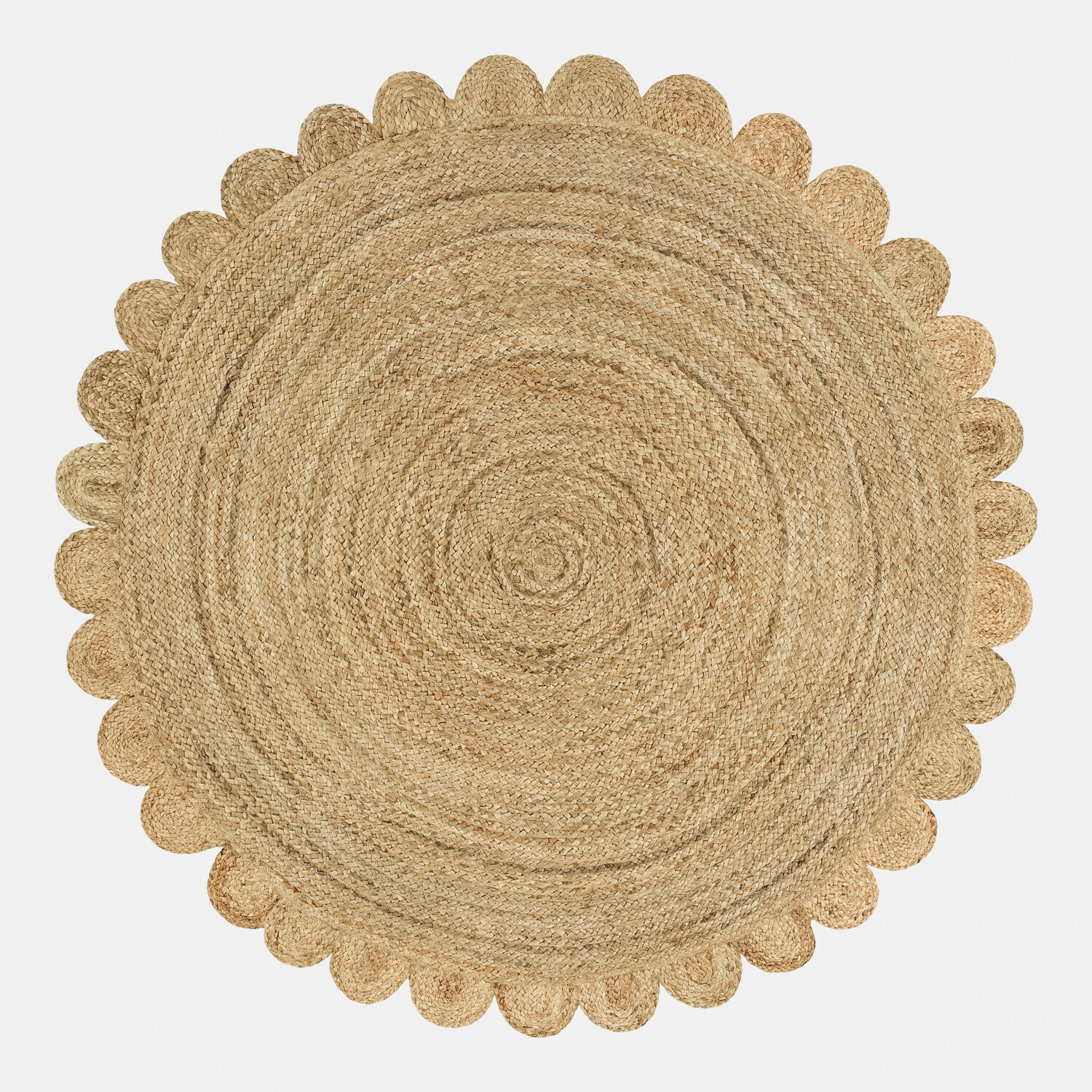 Teppich Ferce Runder Teppich aus Jute in Naturfarbe mit dekorativem gewelltem Rand, robust und stilvoll