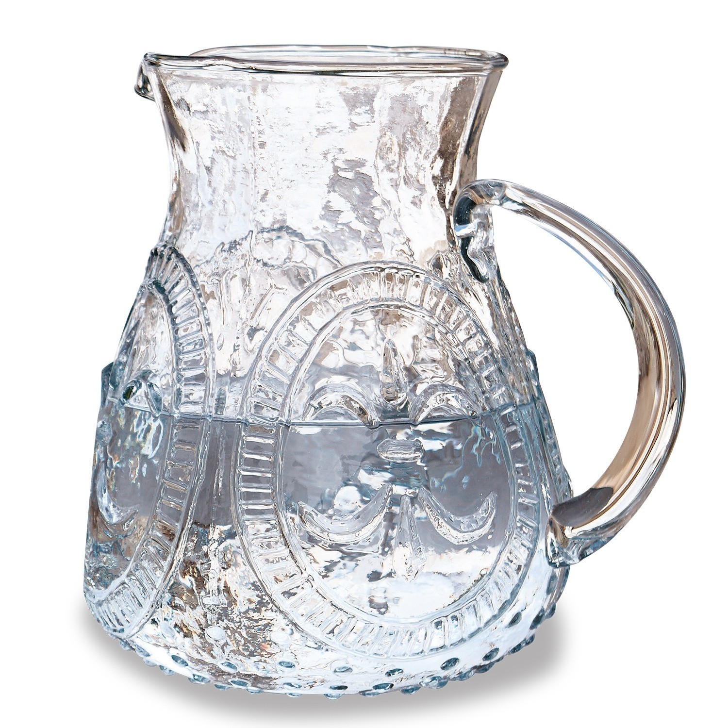 Krug Pépin Glaskrug mit Relief und Henkel, transparentes Material, ideal zum Servieren von Getränken