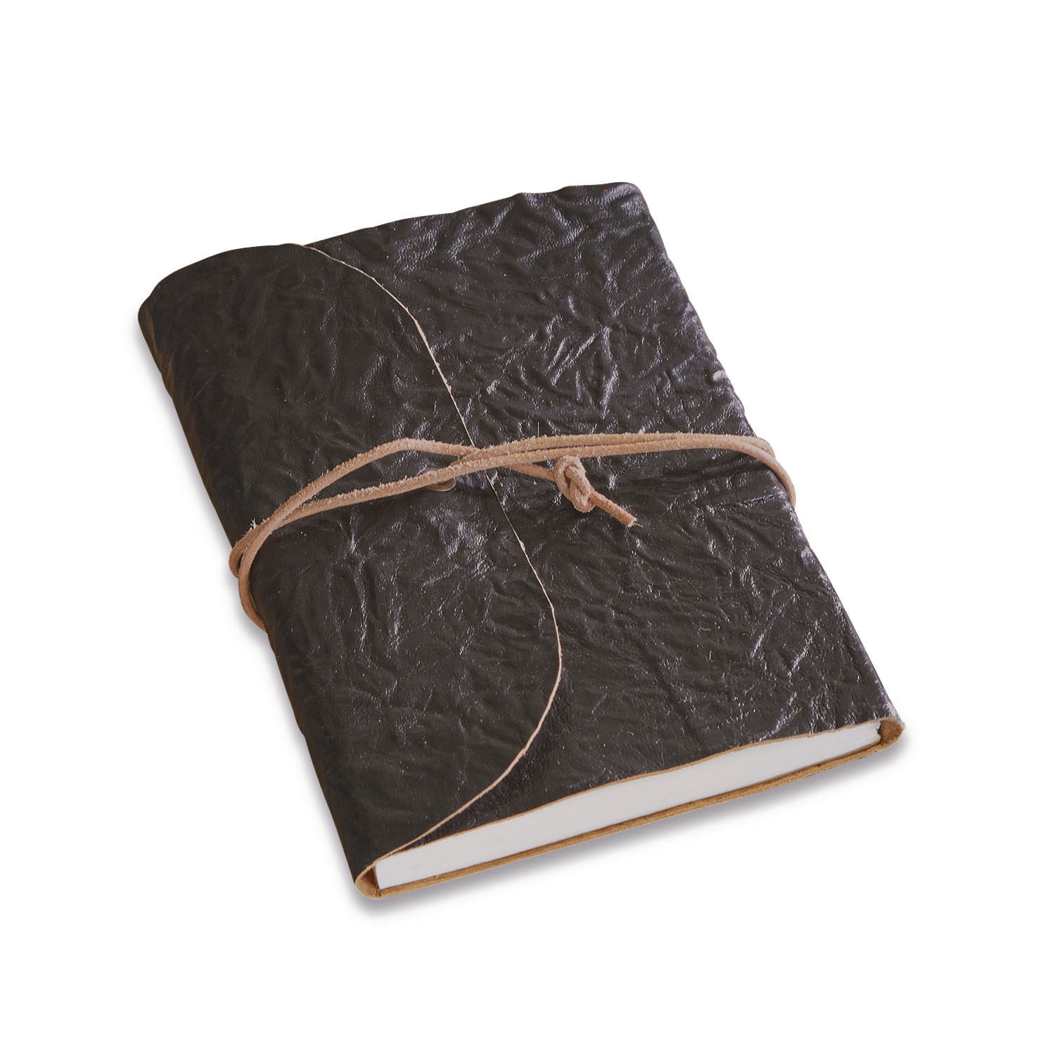 Notizbuch Cosmes Schwarzes Notizbuch aus weichem Leder mit Schnurverschluss, elegantes Schreib- und Skizzenbuch
