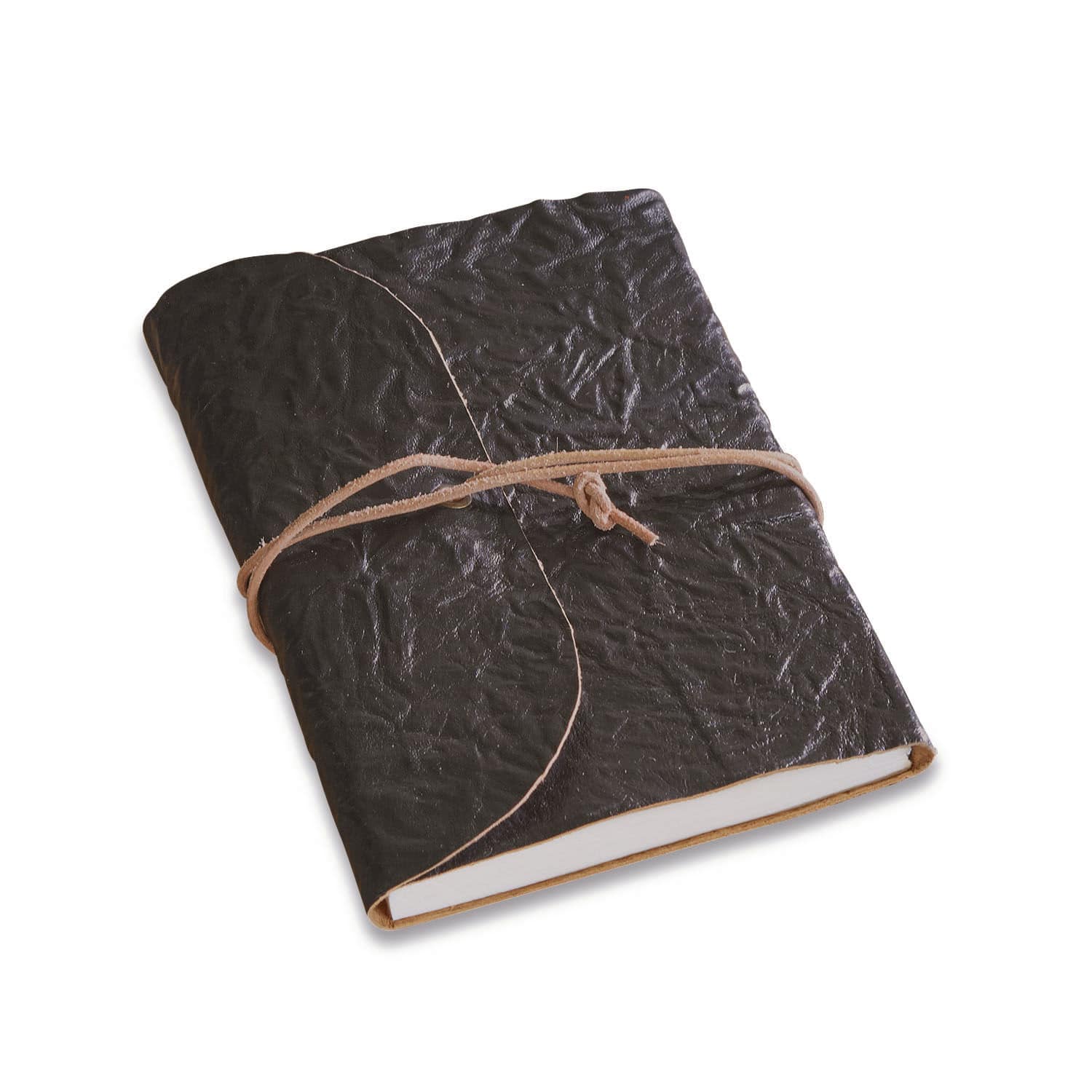 Notizbuch Cosmes Schwarzes Notizbuch aus weichem Leder mit Schnurverschluss, elegantes Schreib- und Skizzenbuch