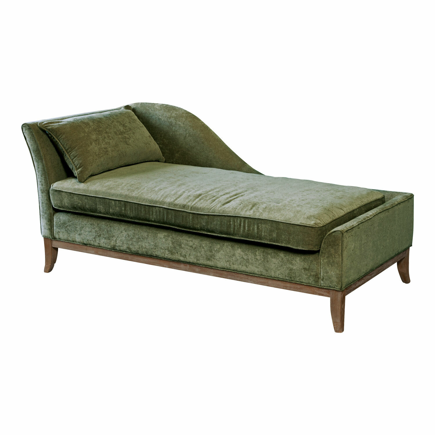 grün Grüne Chaiselongue Alphonse aus weichem Samt mit Holzgestell für Wohnzimmer