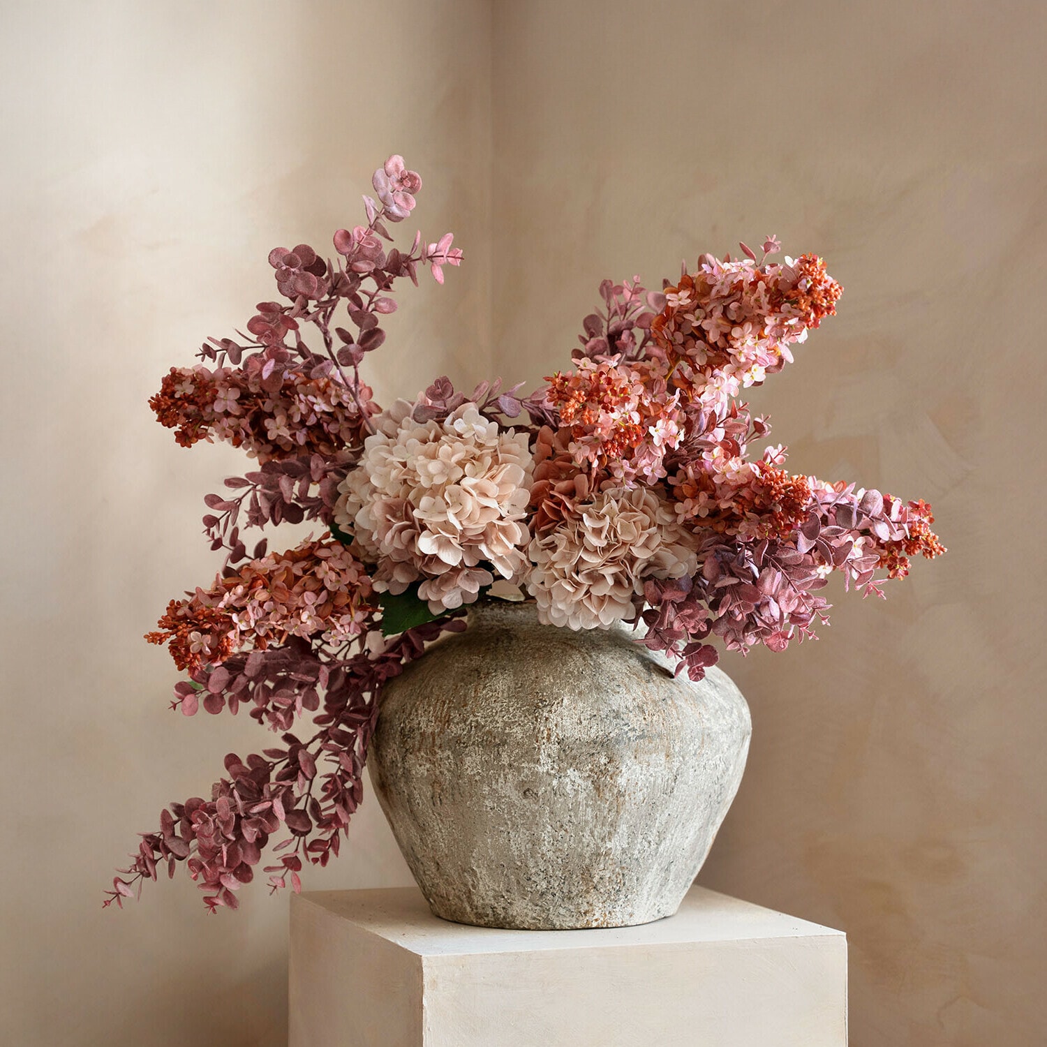 Deko-Blume 3er Set Amarente | rosa/grün