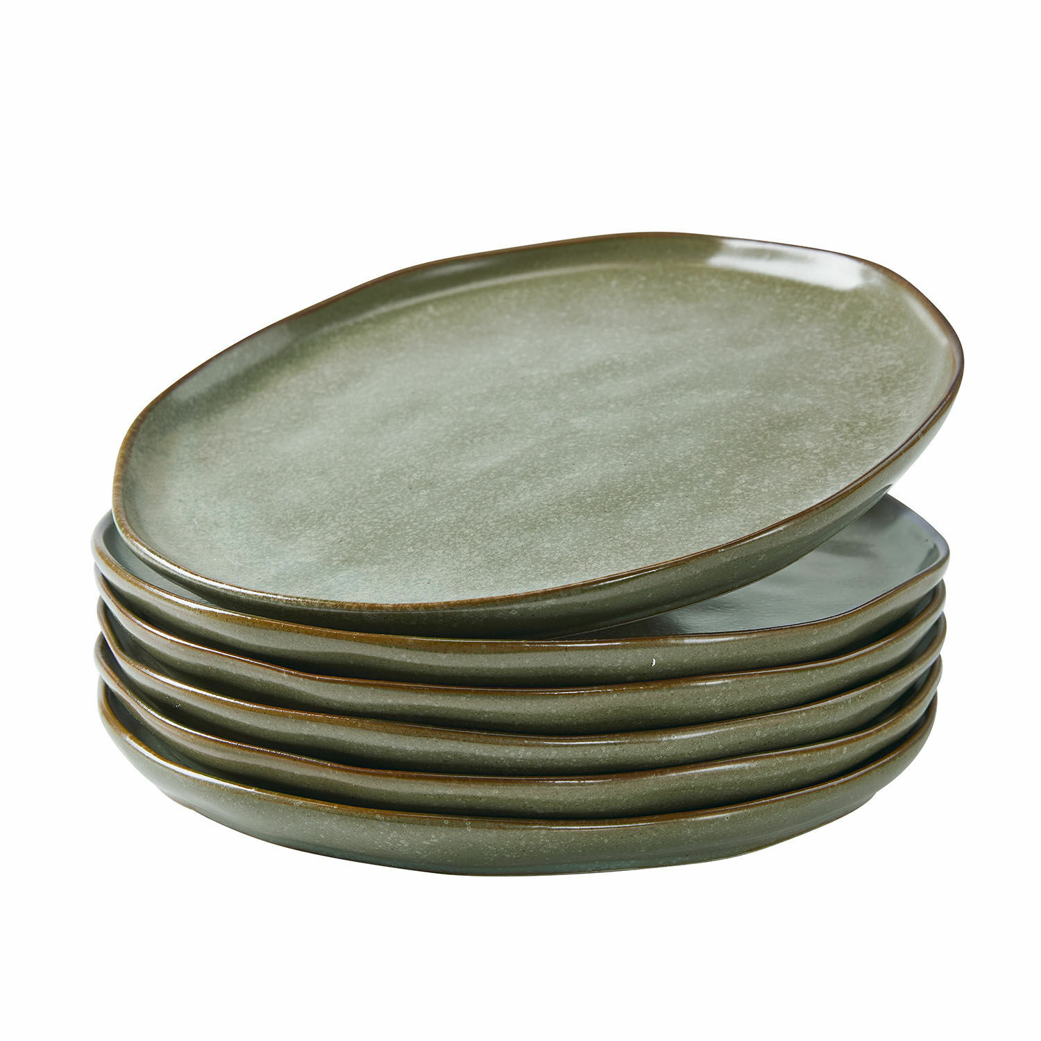 türkis/braun 6-teiliges Biarritz Keramikteller-Set in Türkis und Braun für den Esstisch