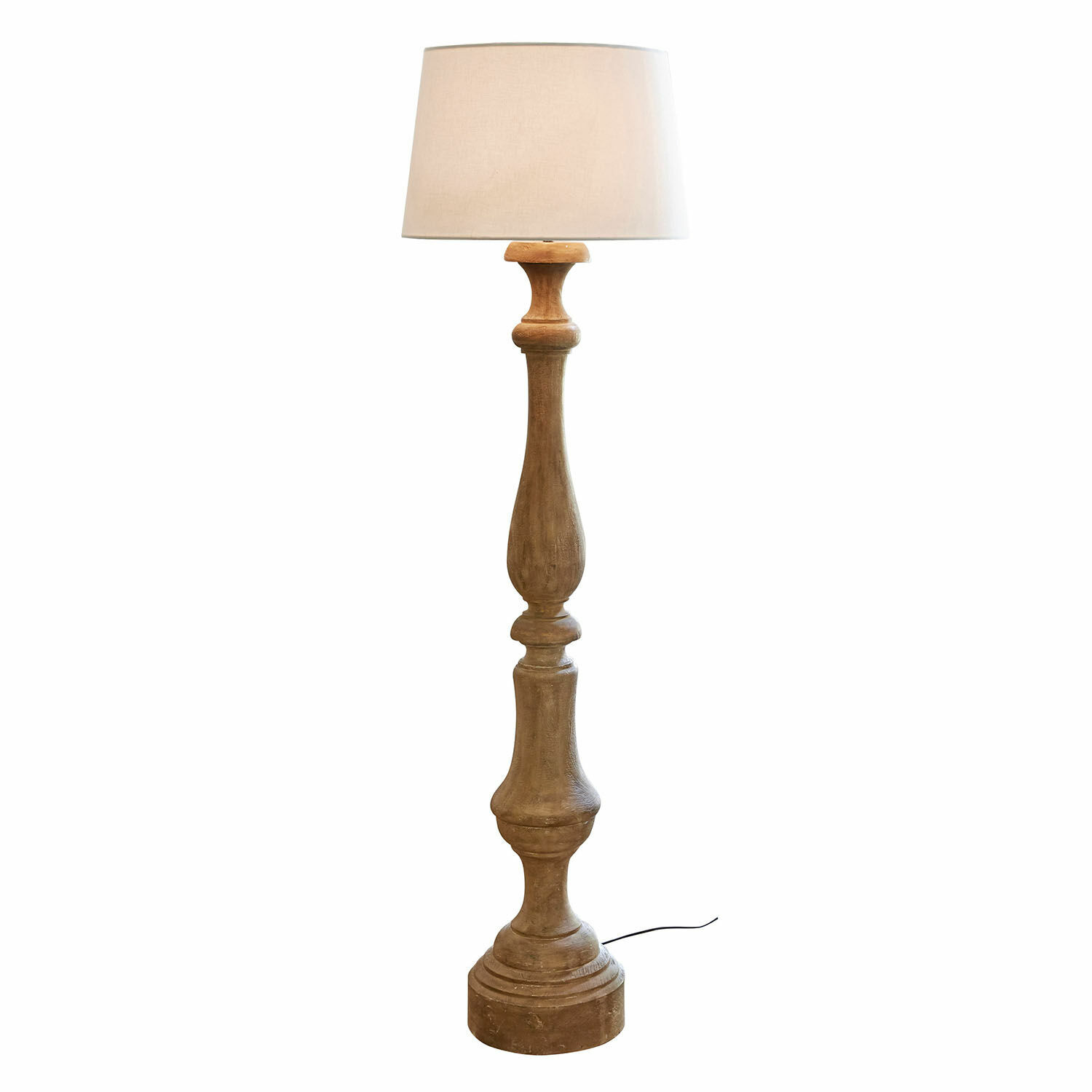 Stehlampe Etienne Stehlampe aus Holz mit beigem Lampenschirm, klassisches Design für Wohnzimmer oder Schlafzimmer