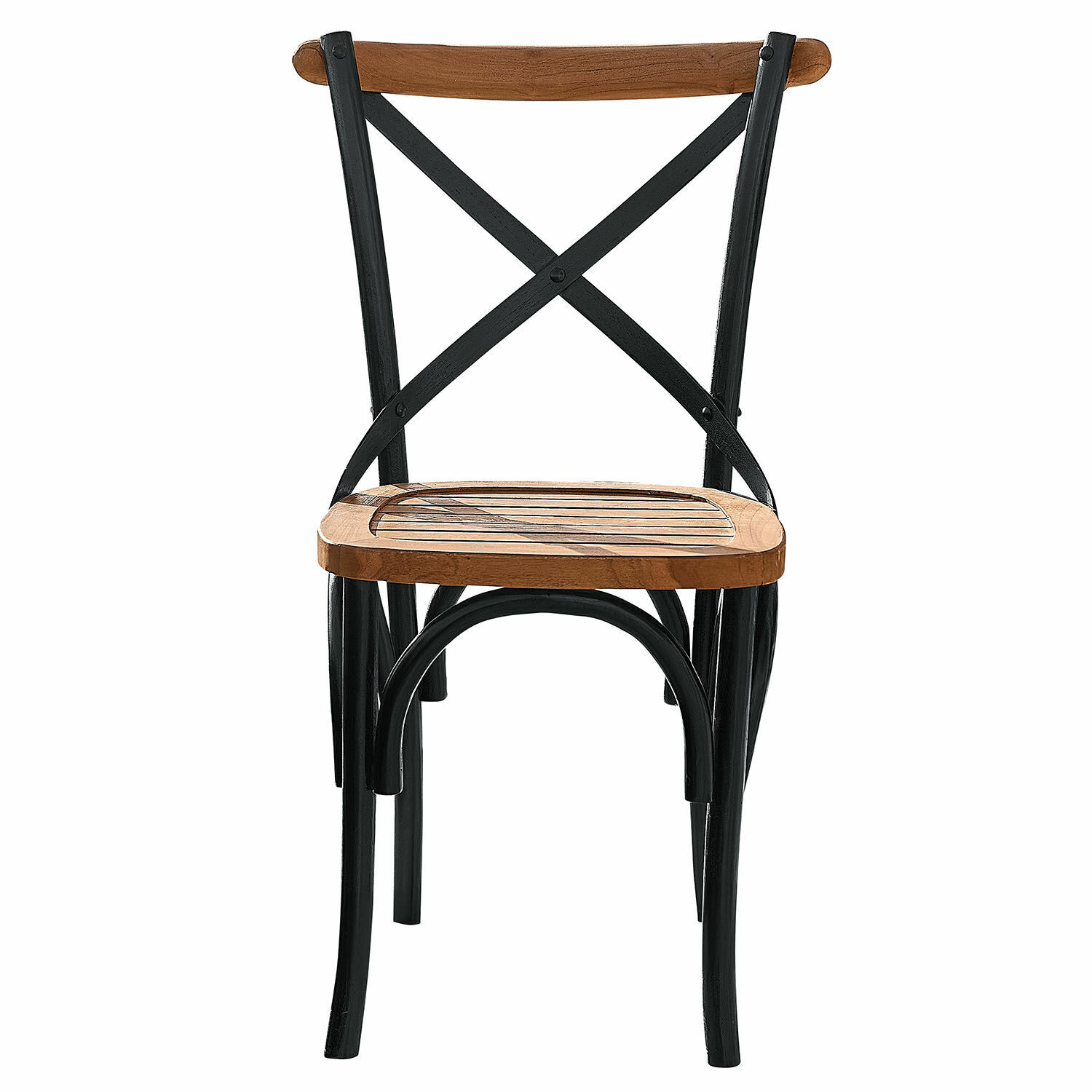 Stuhl Kirkdale aus schwarzem Metall und braunem Holz, industrieller Stil für Esszimmer