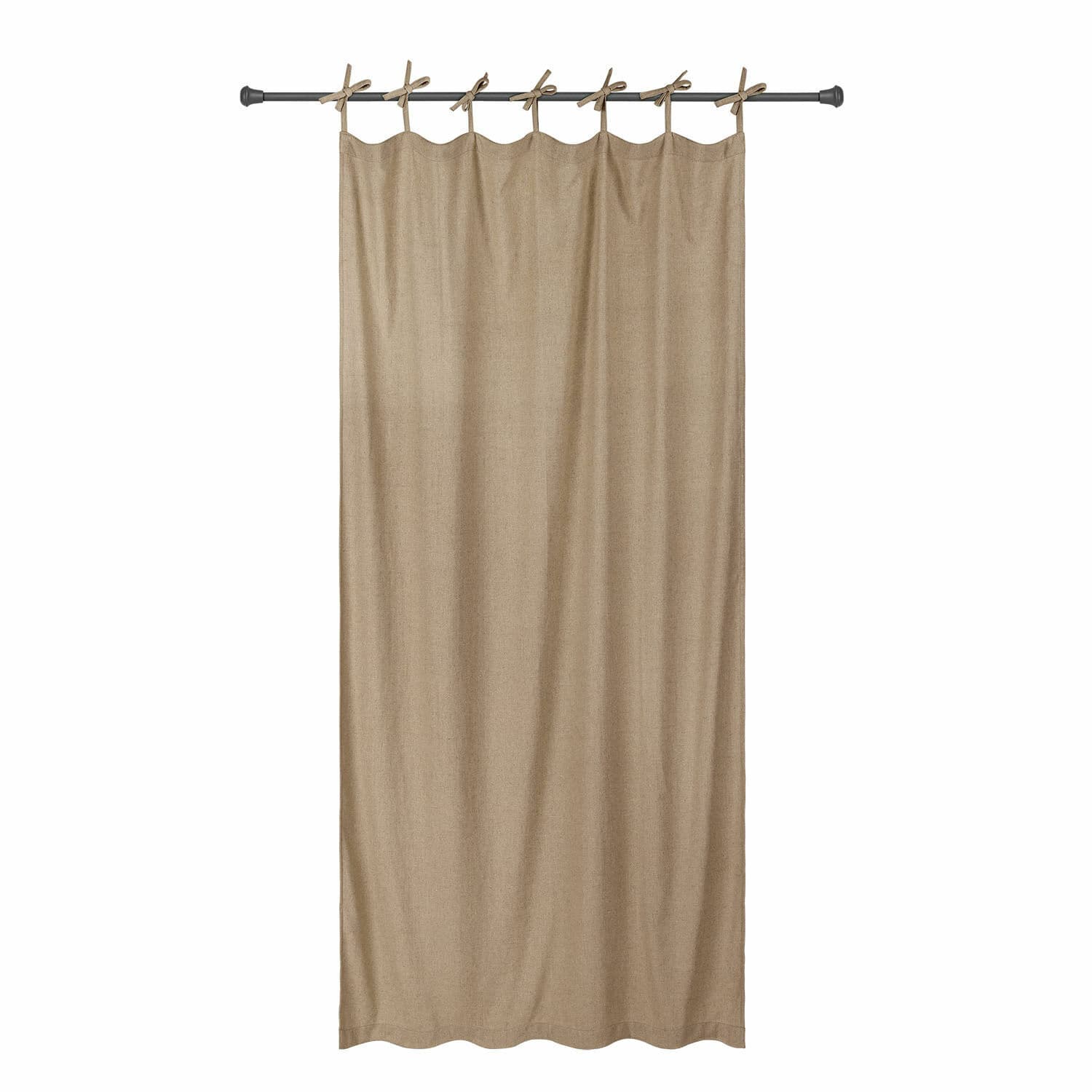 Vorhang Seleneia Beige Baumwollvorhang mit Bindeschlaufen zum Aufhängen an der Gardinenstange, Fensterdeko