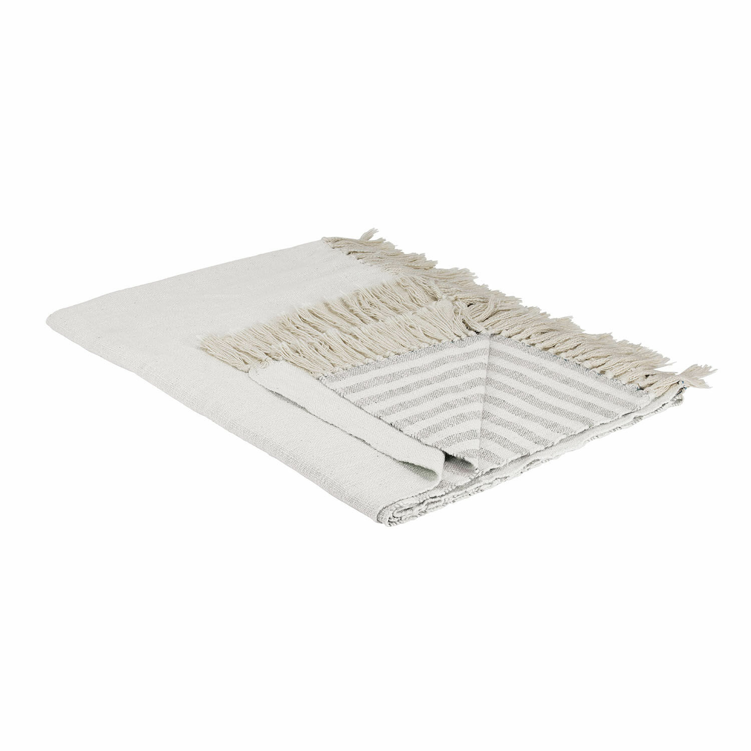 creme/grau Krem-grauer Plaid Marpent mit Fransen, weiches Material, dekorative Wohndecke