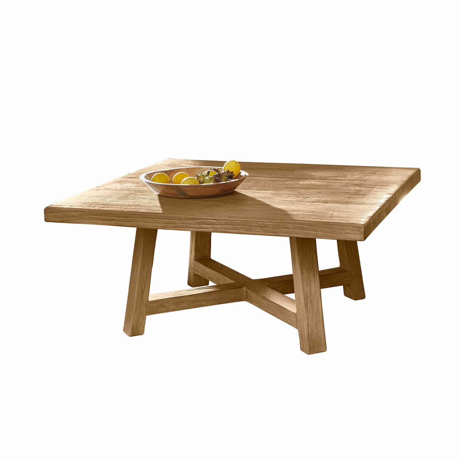 Couchtisch Eldonbury Quadratischer Couchtisch aus Holz in Naturfarbe mit dekorativer Obstschale