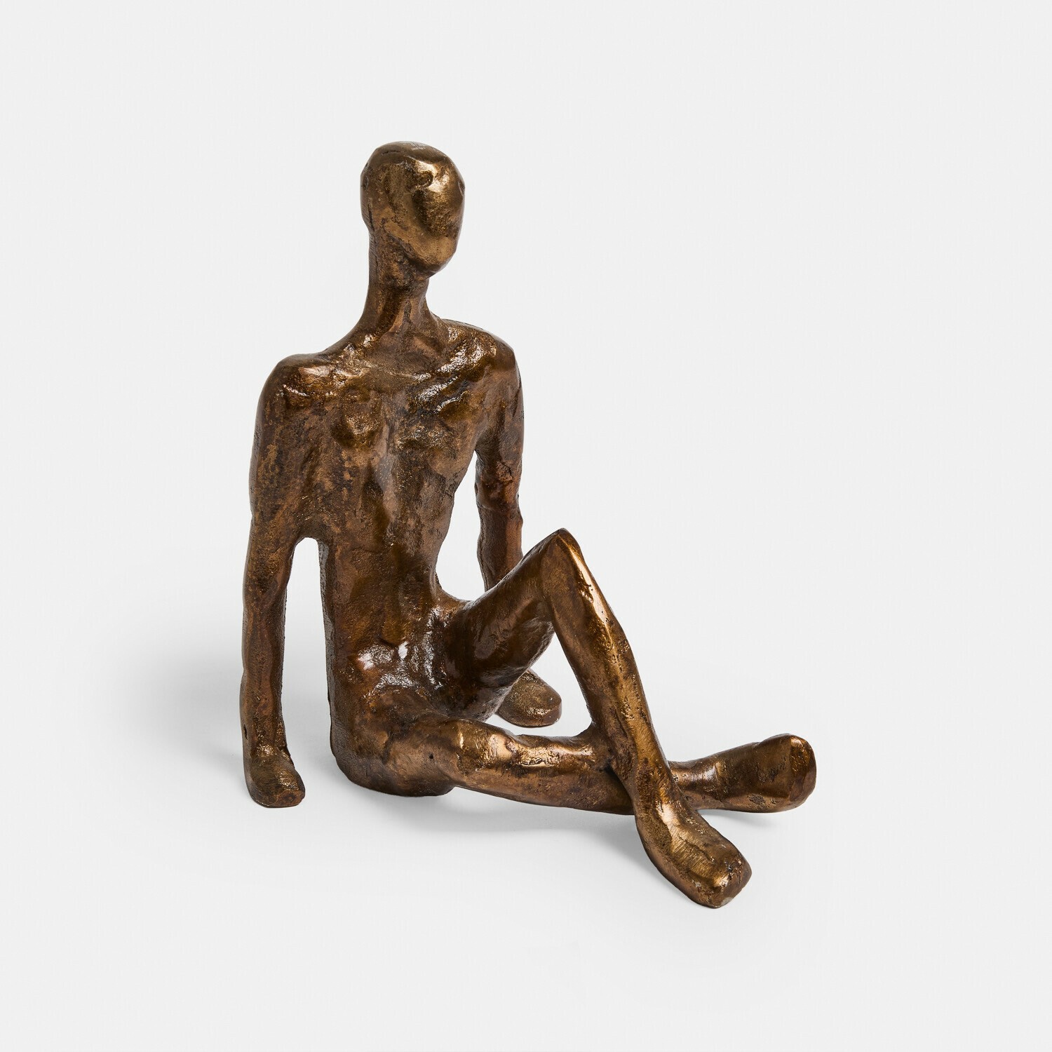 Deko-Figur Ravoun Bronzefigur einer sitzenden Person mit rauer Oberfläche, künstlerische Wohnraumdekoration