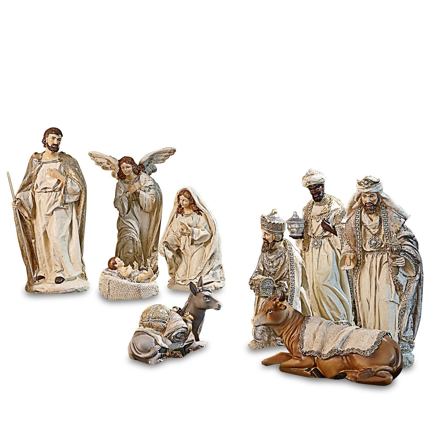 Figur 9er Set Liré Krippenfiguren-Set mit Figuren und Tieren in cremefarbenen Tönen für Weihnachtsdekoration