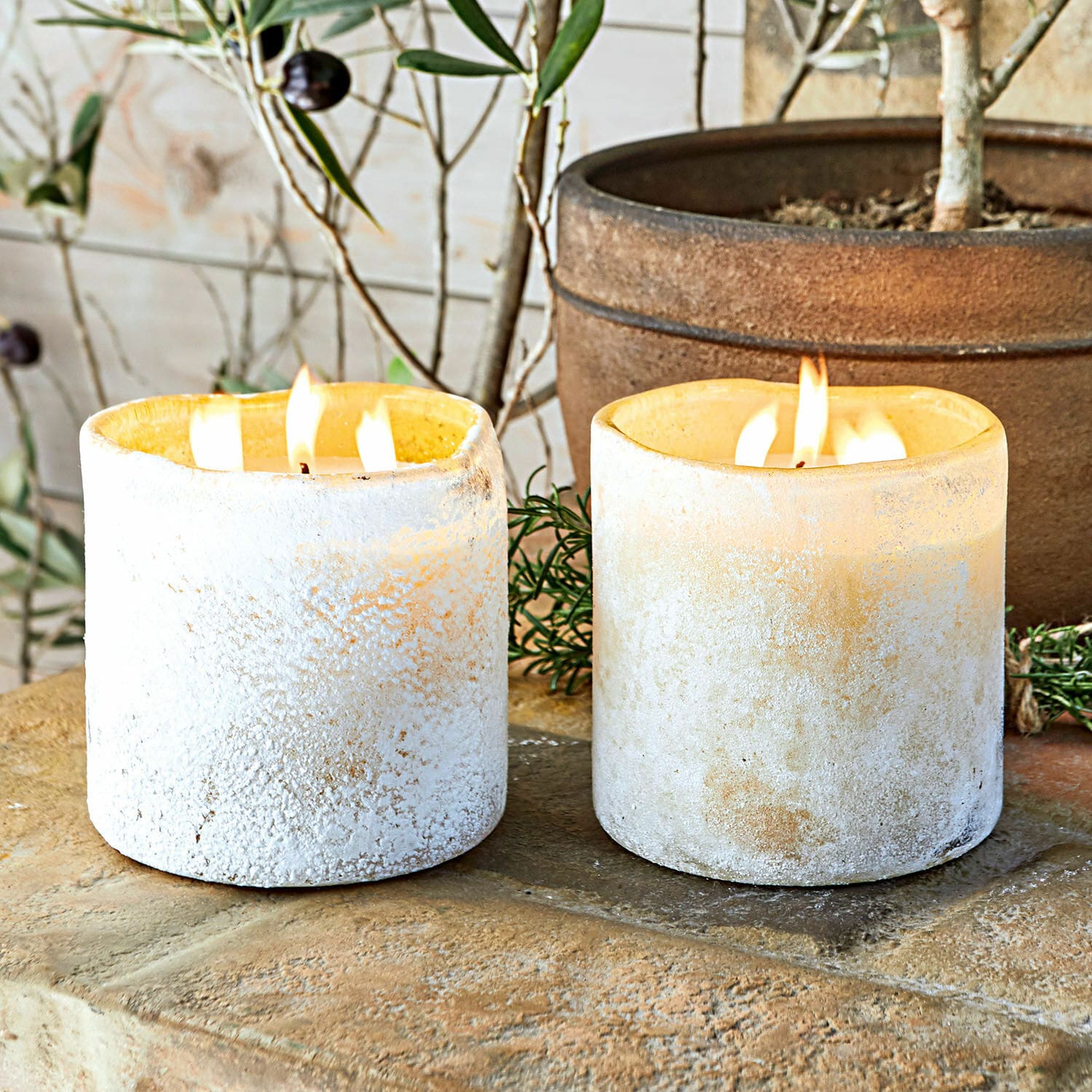 Windlicht mit Kerze 2er Set Caladia