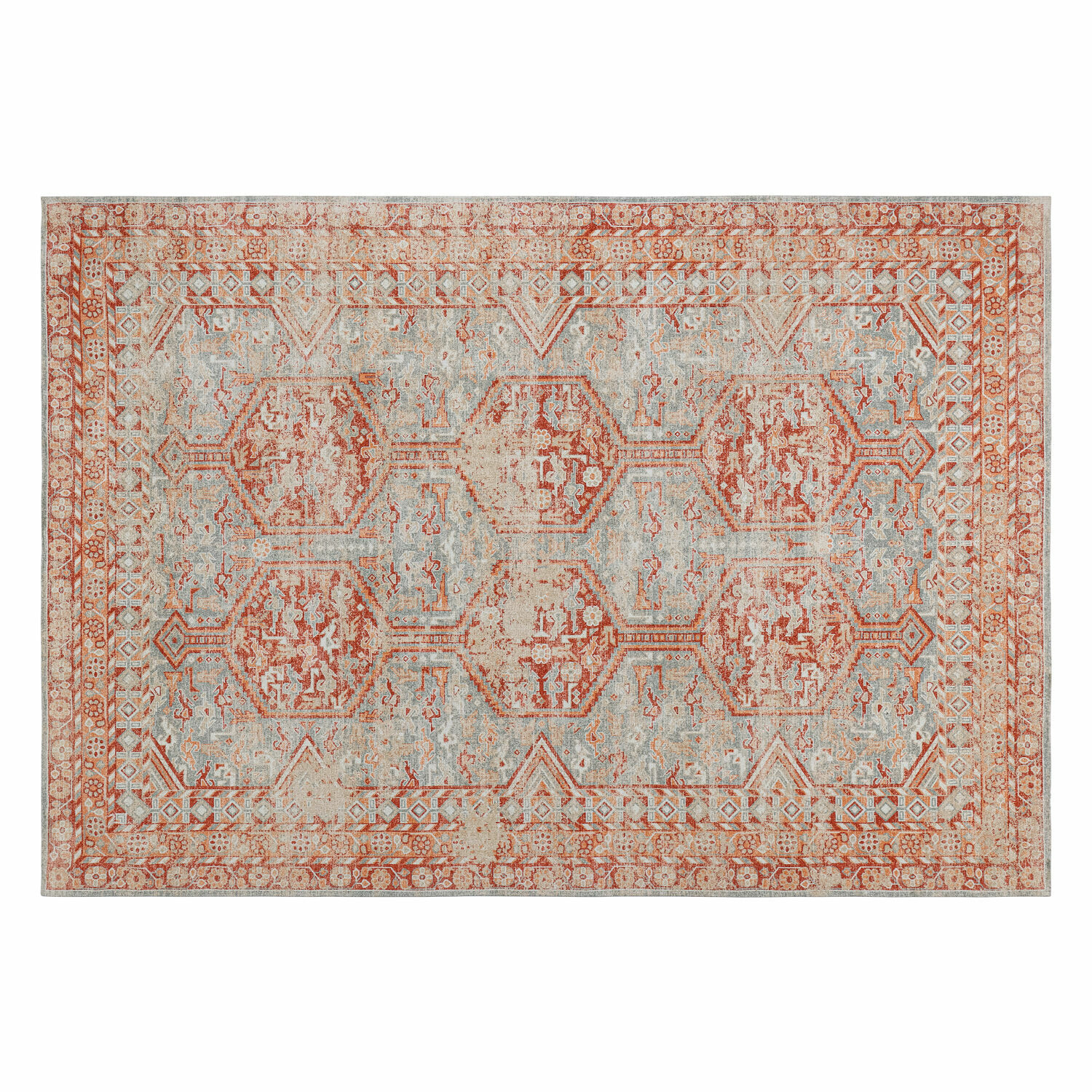 Teppich Incantaro Vintage Teppich mit rot-grauem Muster, dekorativ und langlebig für stilvolle Räume